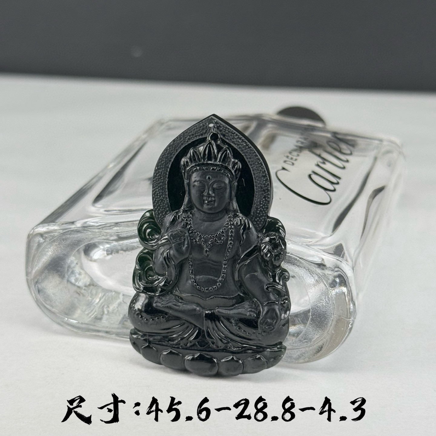 精品墨翠度母 种好色正 黑度极好 打灯通透 油性十足 尺寸45.6