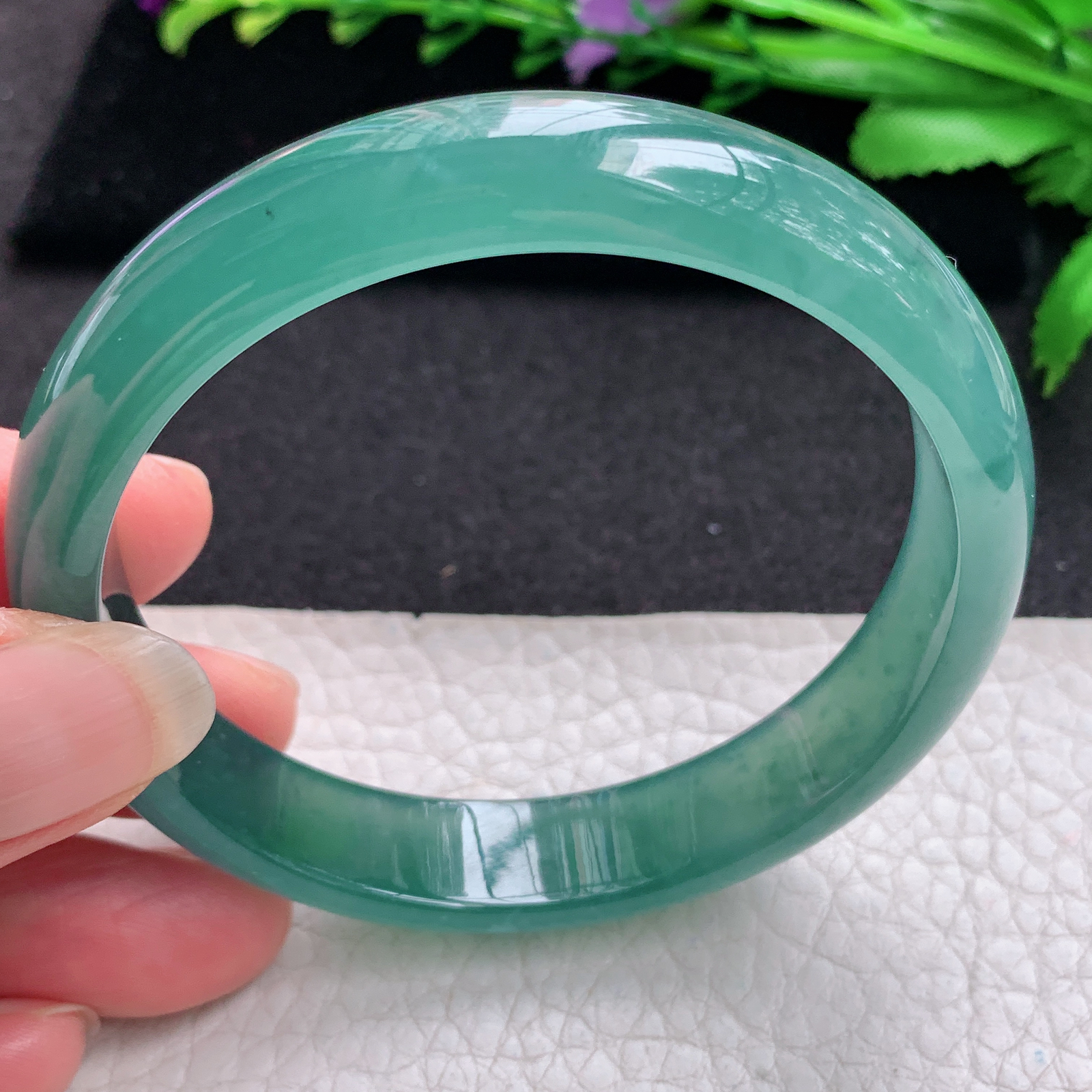 ll实拍57.5*12*6.5平安镯 翡翠A货玉手镯精美冰蓝正圈玉手镯