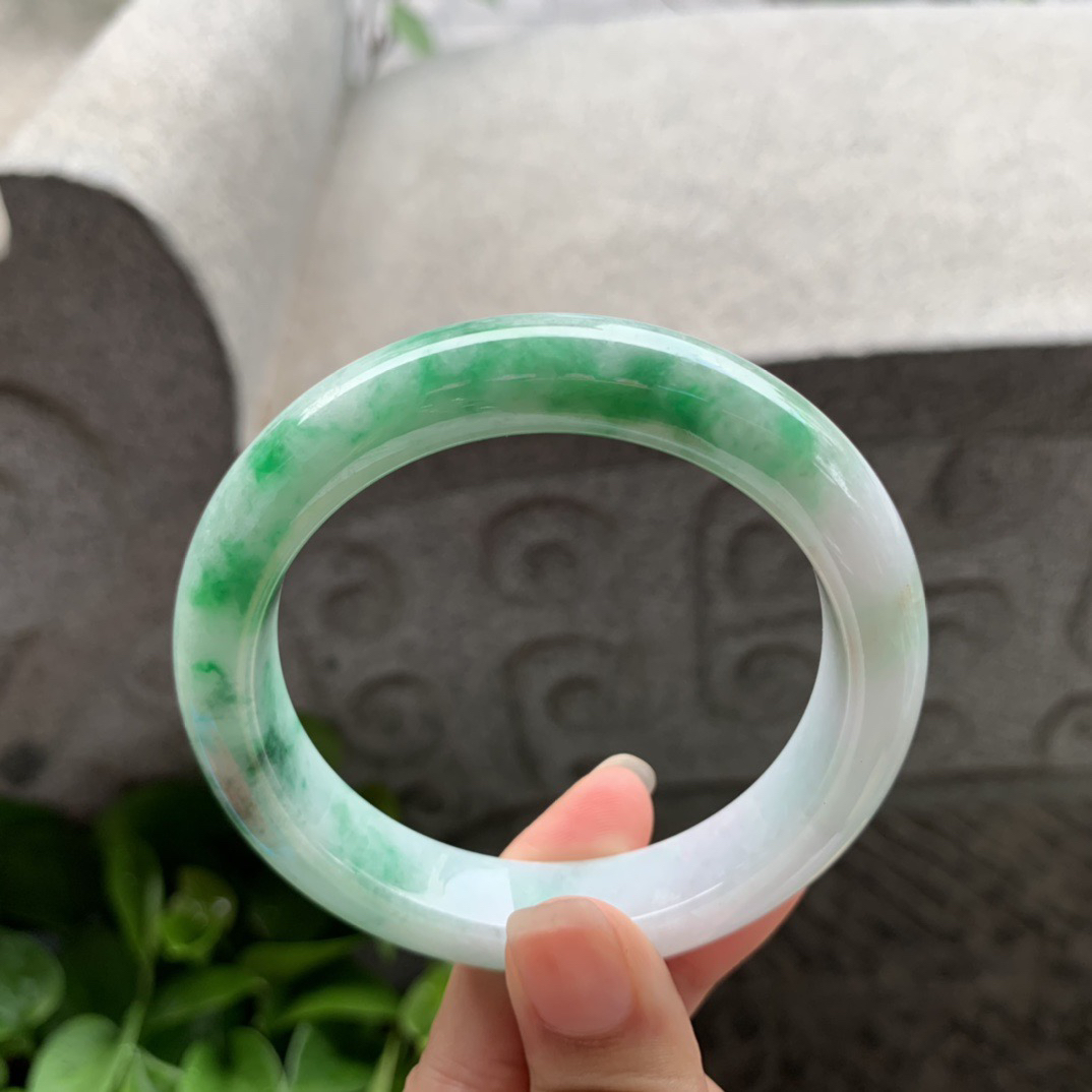 圈口 57.7-12.4-9.3【辣绿正圈手镯】正圈57 58可戴