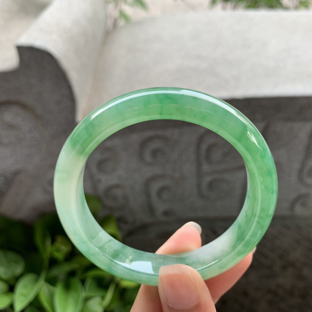 圈口54.6-11.9-8 【冰芙蓉绿正圈手镯】正圈54 55可戴