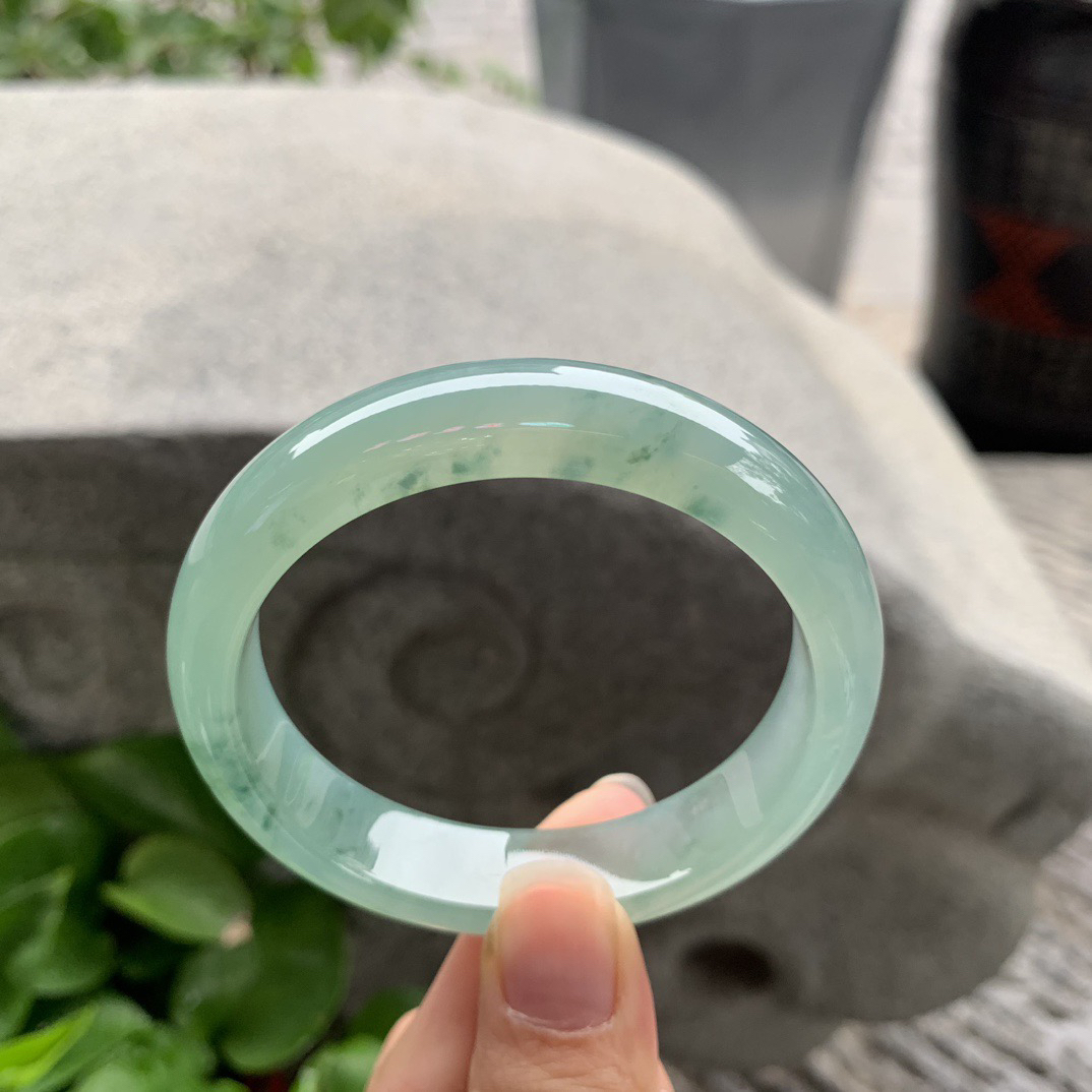 圈口 55.3-13.2-7.6【冰种芙蓉飘花正圈手镯】正圈55 56可戴