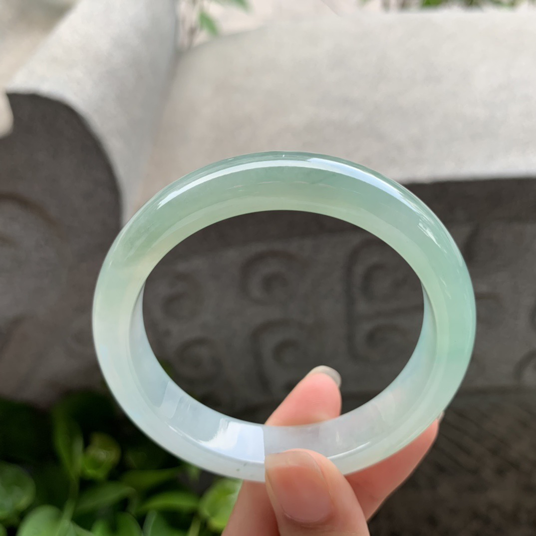 圈口55.8-12.5-7.9 【冰晴绿正圈手镯】正圈55 56可戴