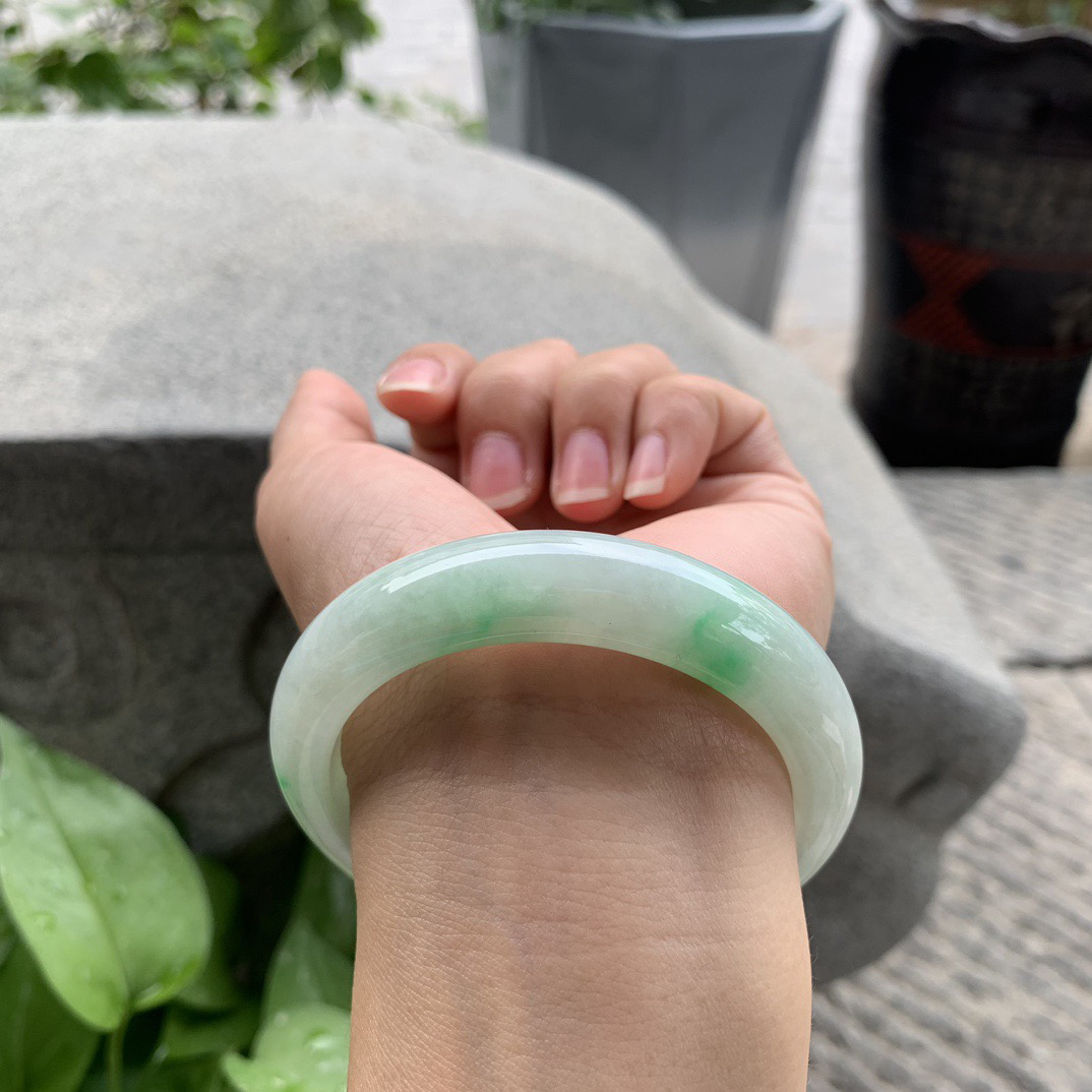 圈口 55.8-13-8.7【飘阳绿正圈手镯】正圈55 56可戴