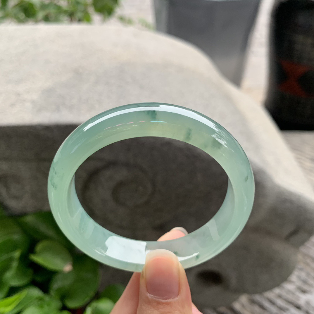 圈口 55.3-13.2-7.6【冰种芙蓉飘花正圈手镯】正圈55 56可戴