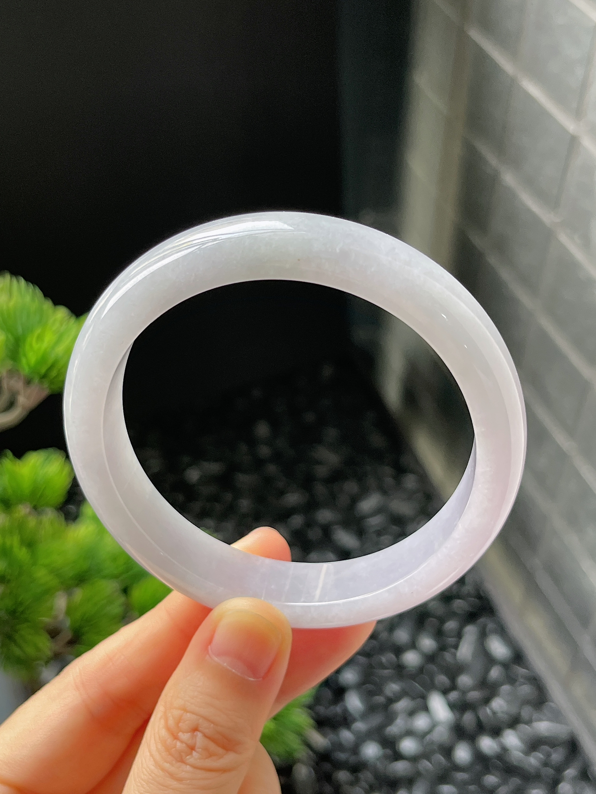 正圈57.6圈口，翡翠糯化种春带彩手镯