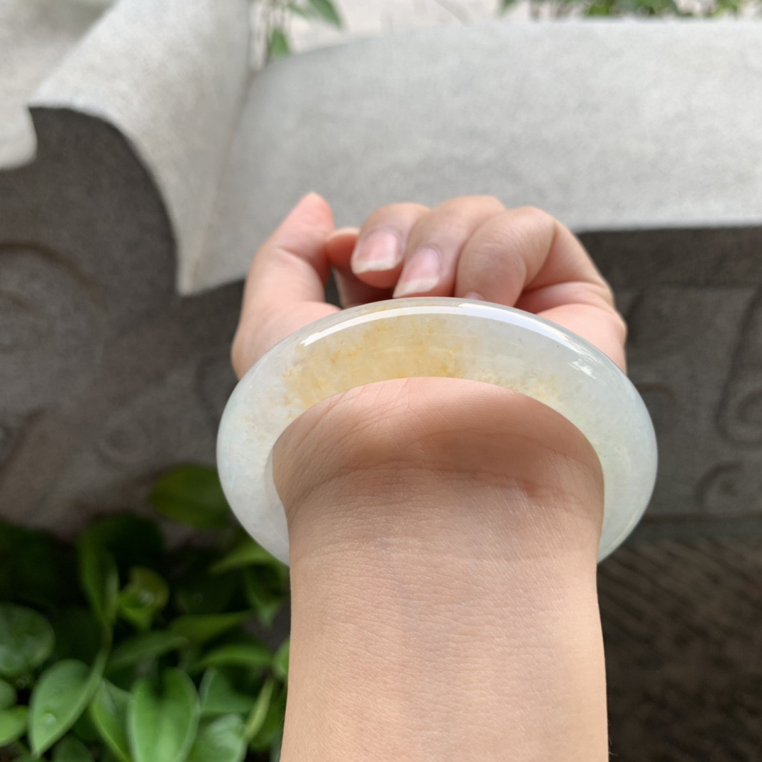 圈口55.5-11.7-9 【冰黄翡正圈手镯】正圈55 56可戴