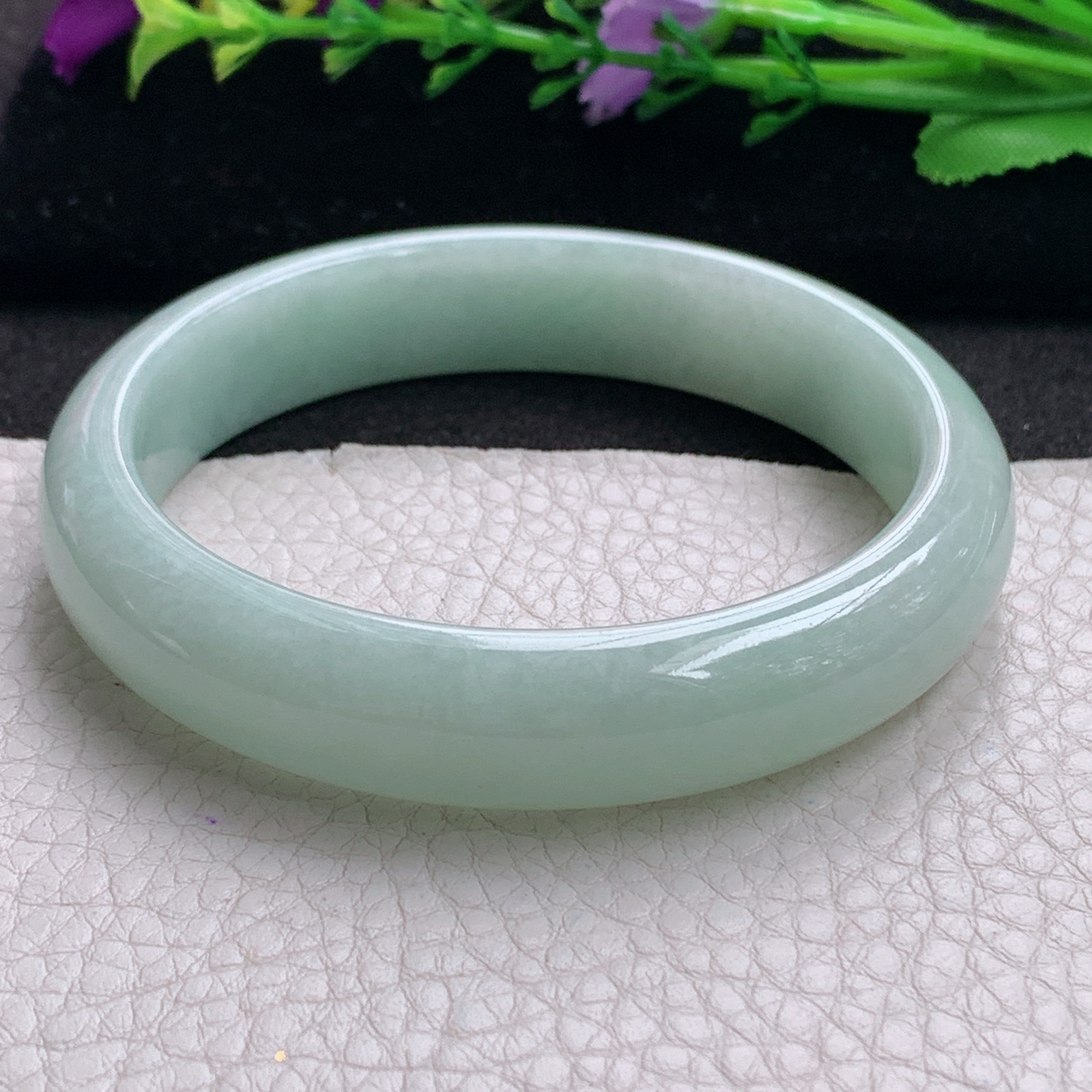 xx大圈口62*13.8*7.6平安镯 缅甸翡翠A货玉手镯精美浅绿正圈玉手环