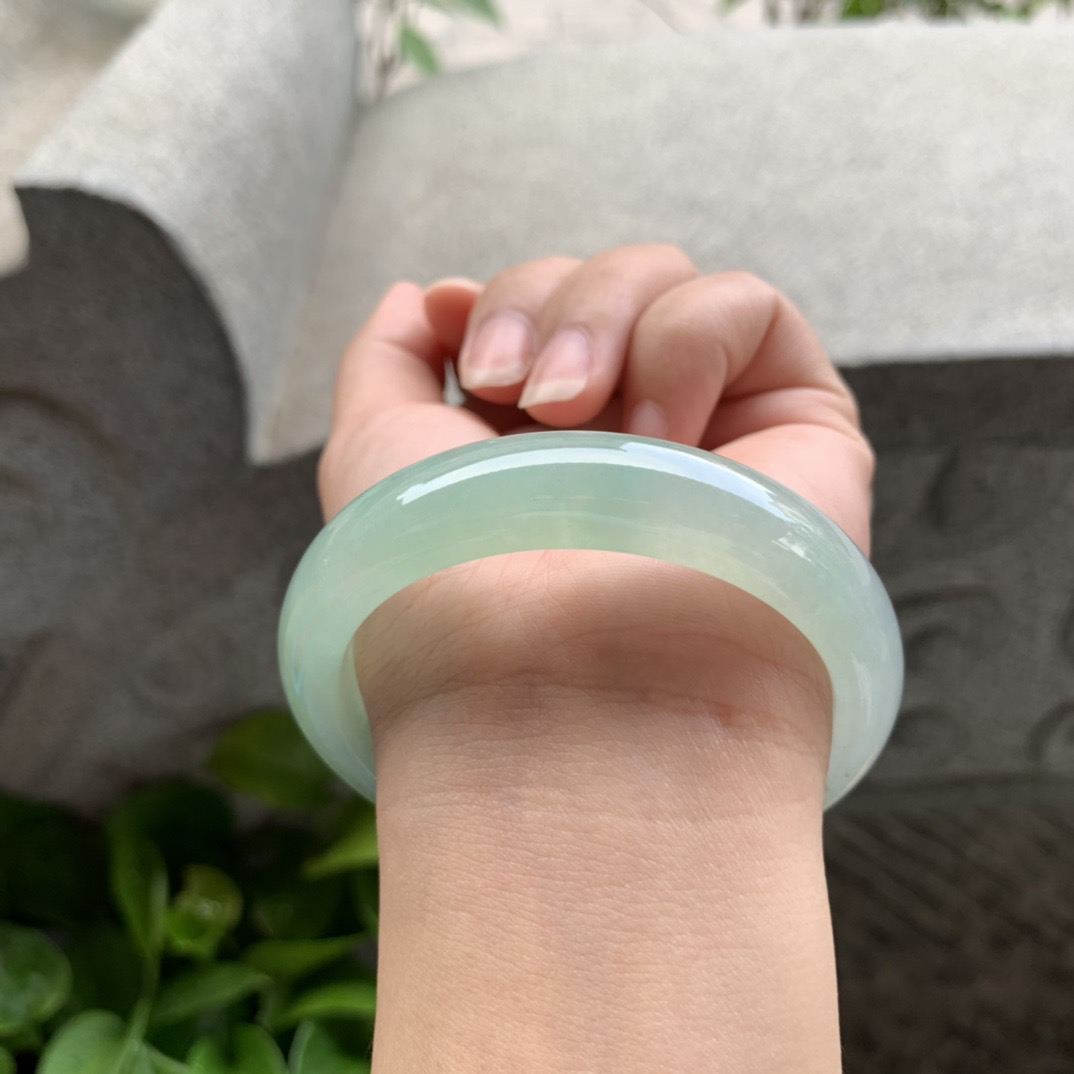 圈口55.8-12.5-7.9 【冰晴绿正圈手镯】正圈55 56可戴