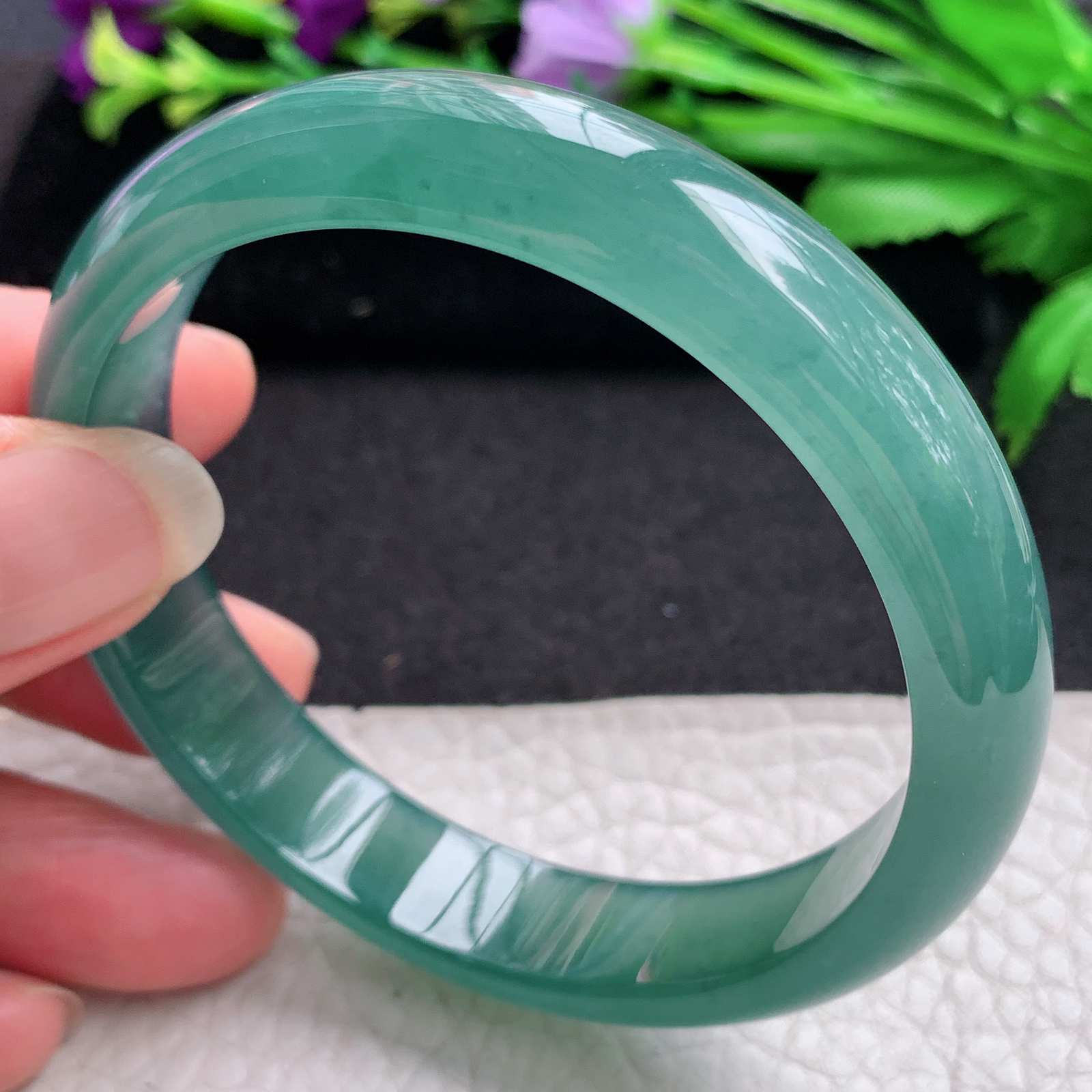 ll实拍57.5*12*6.5平安镯 翡翠A货玉手镯精美冰蓝正圈玉手镯