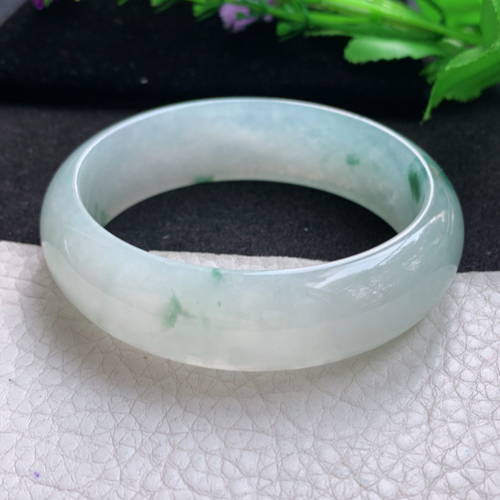 ax实拍57.5*17.5*7.5轮胎镯 缅甸翡翠A货玉手镯精美冰飘花大气正圈玉手镯