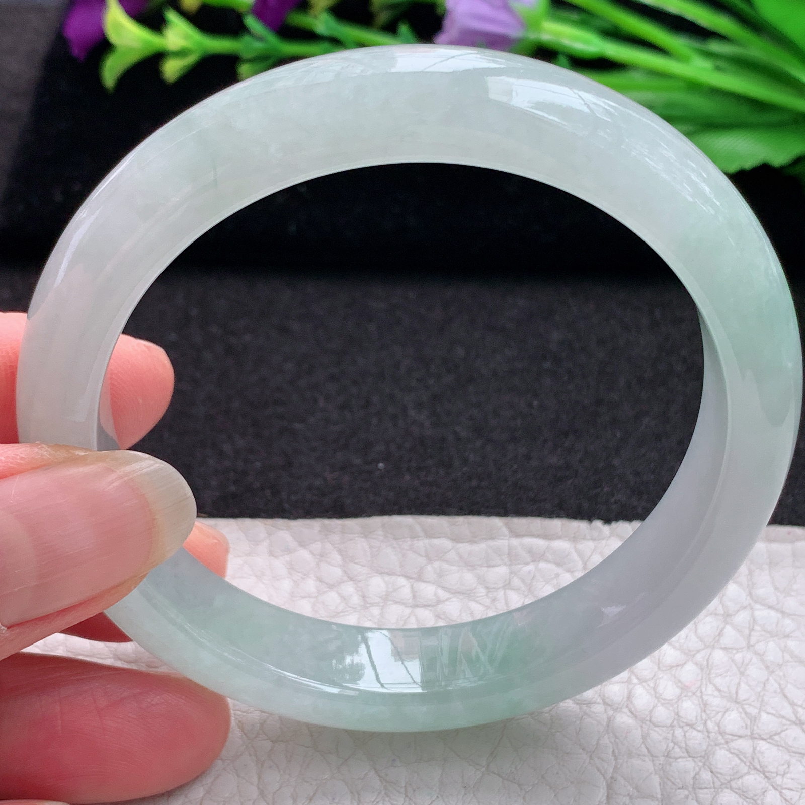 xx清新款57*11.8*8平安镯 缅甸翡翠A货玉手镯精美冰爽正圈玉手环