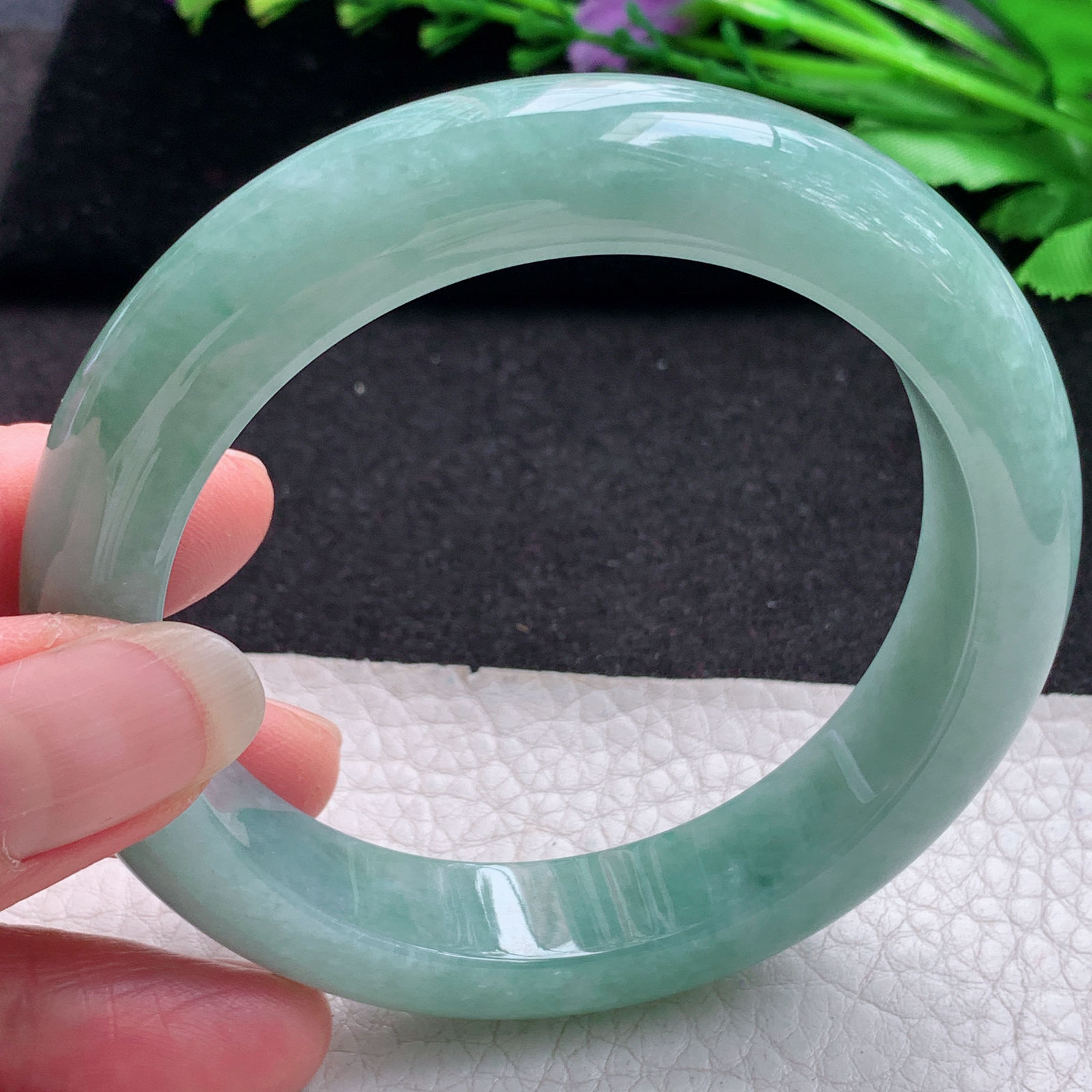 yh实拍58.5*13.3*9.6平安镯 缅甸翡翠A货玉手镯精美满绿厚装正圈玉手镯