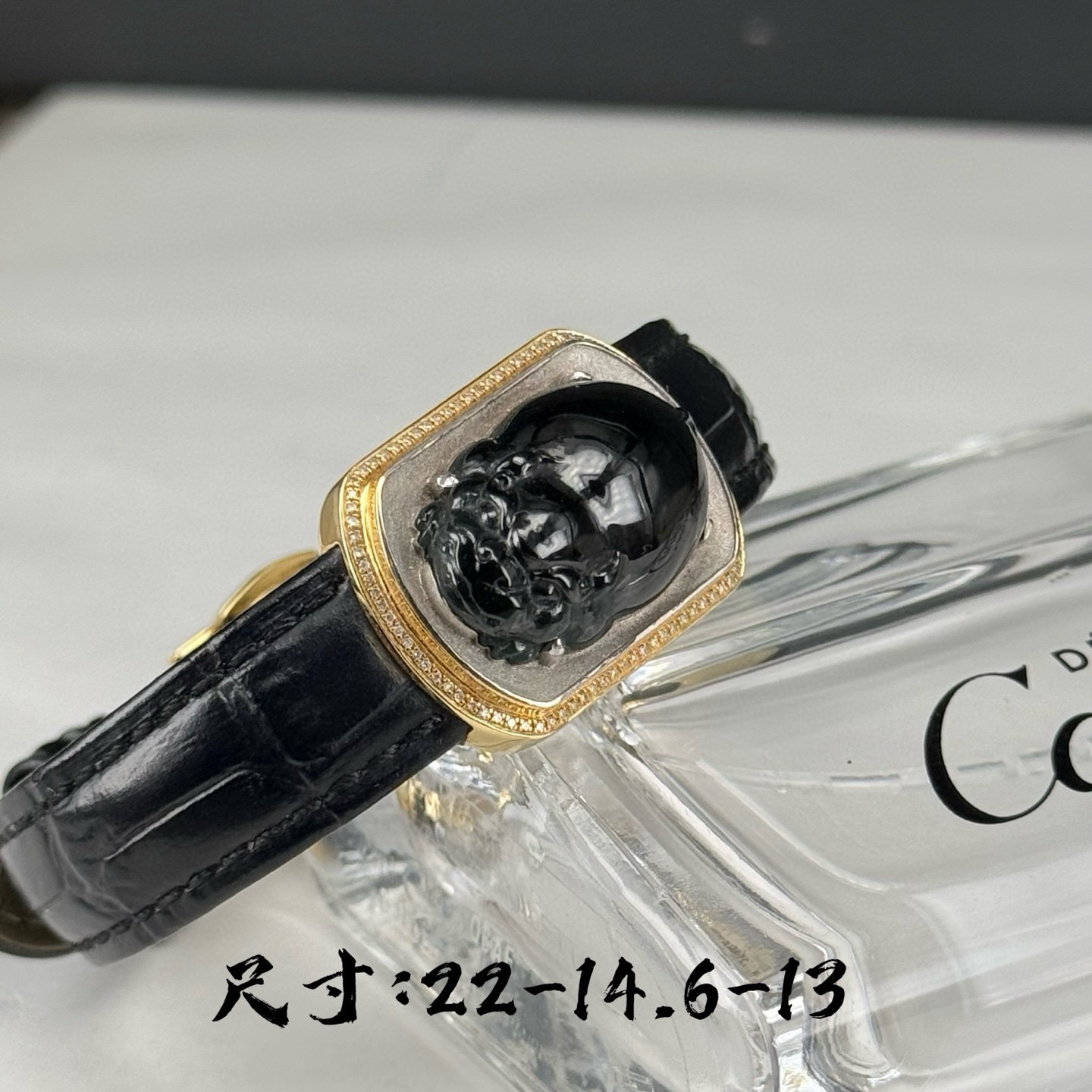 精品18k墨翠手环 种好色正 黑度极好 打灯通透 油性十足 尺寸22