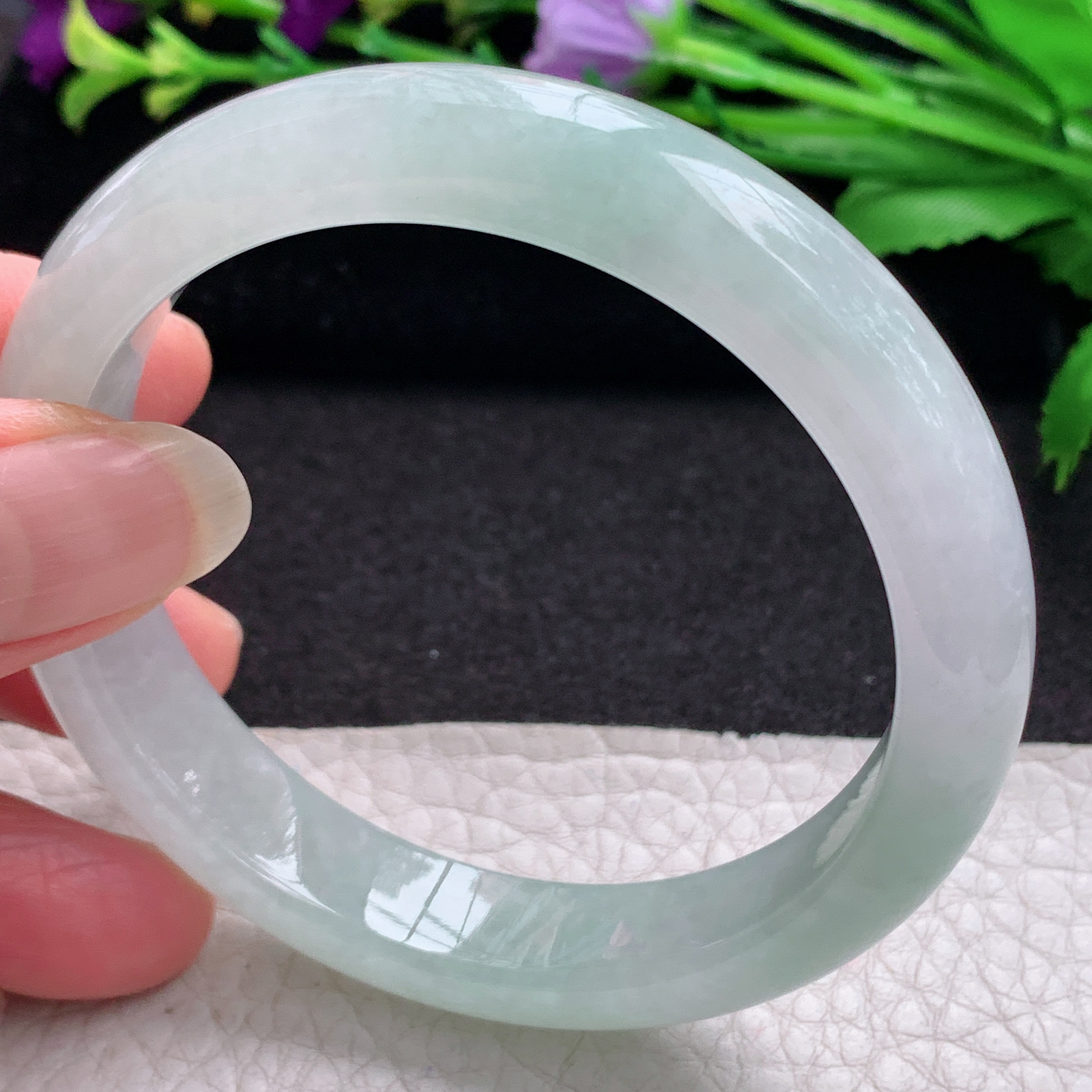 xx清新款57*11.8*8平安镯 缅甸翡翠A货玉手镯精美冰爽正圈玉手环