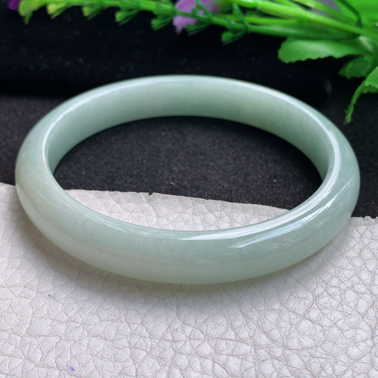 qh大圈口64*11*7.6平安镯 缅甸翡翠A货玉手镯精美清绿大气正圈玉手镯