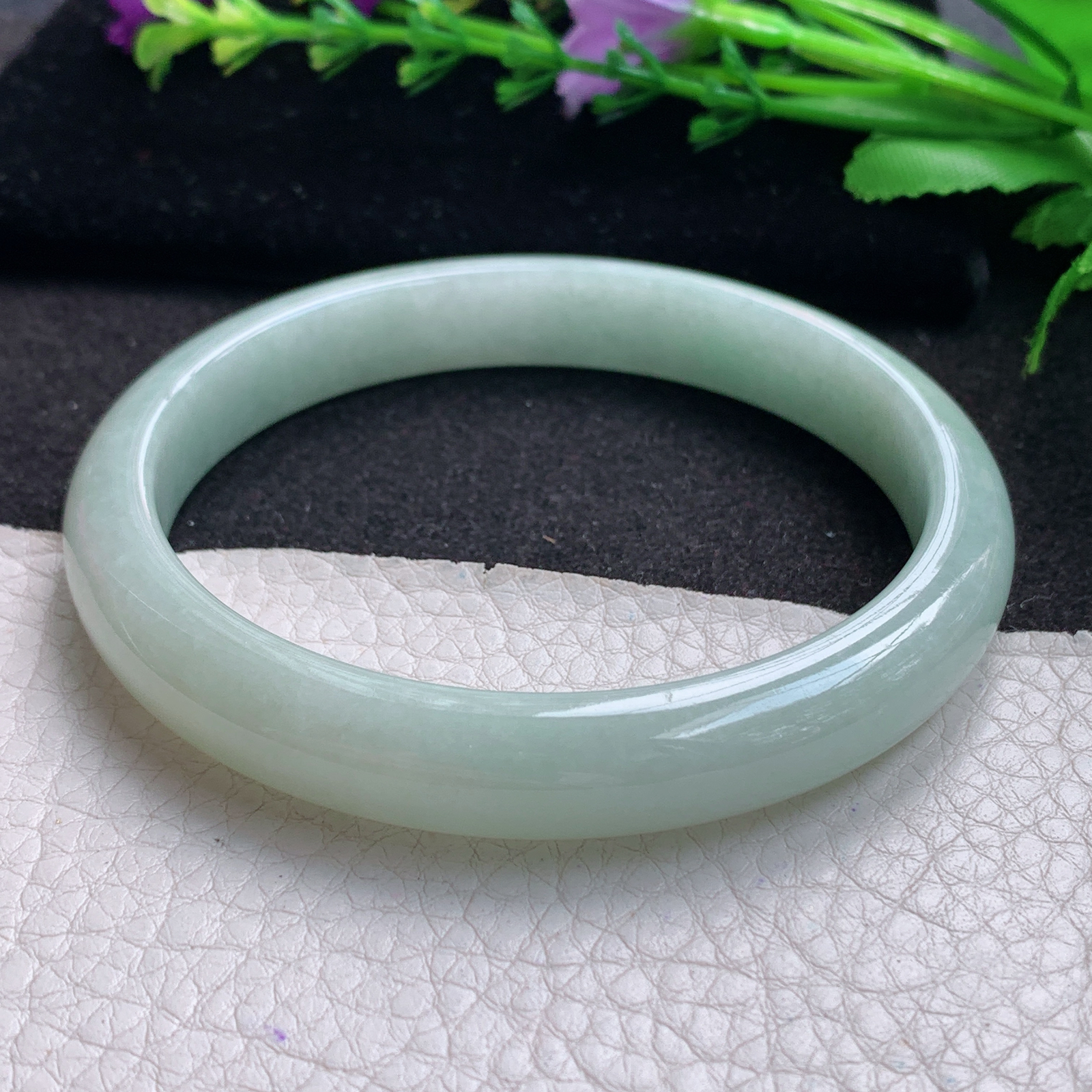 qh大圈口64*11*7.6平安镯 缅甸翡翠A货玉手镯精美清绿大气正圈玉手镯