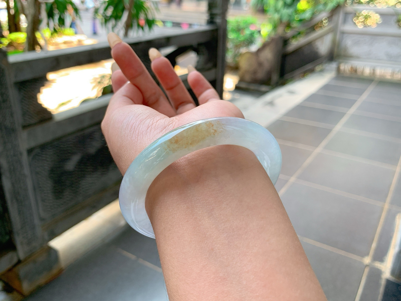 🪻｜54圈口
条粗：11，冰春底飘黄翡福镯，渐变色系，种好冰透，