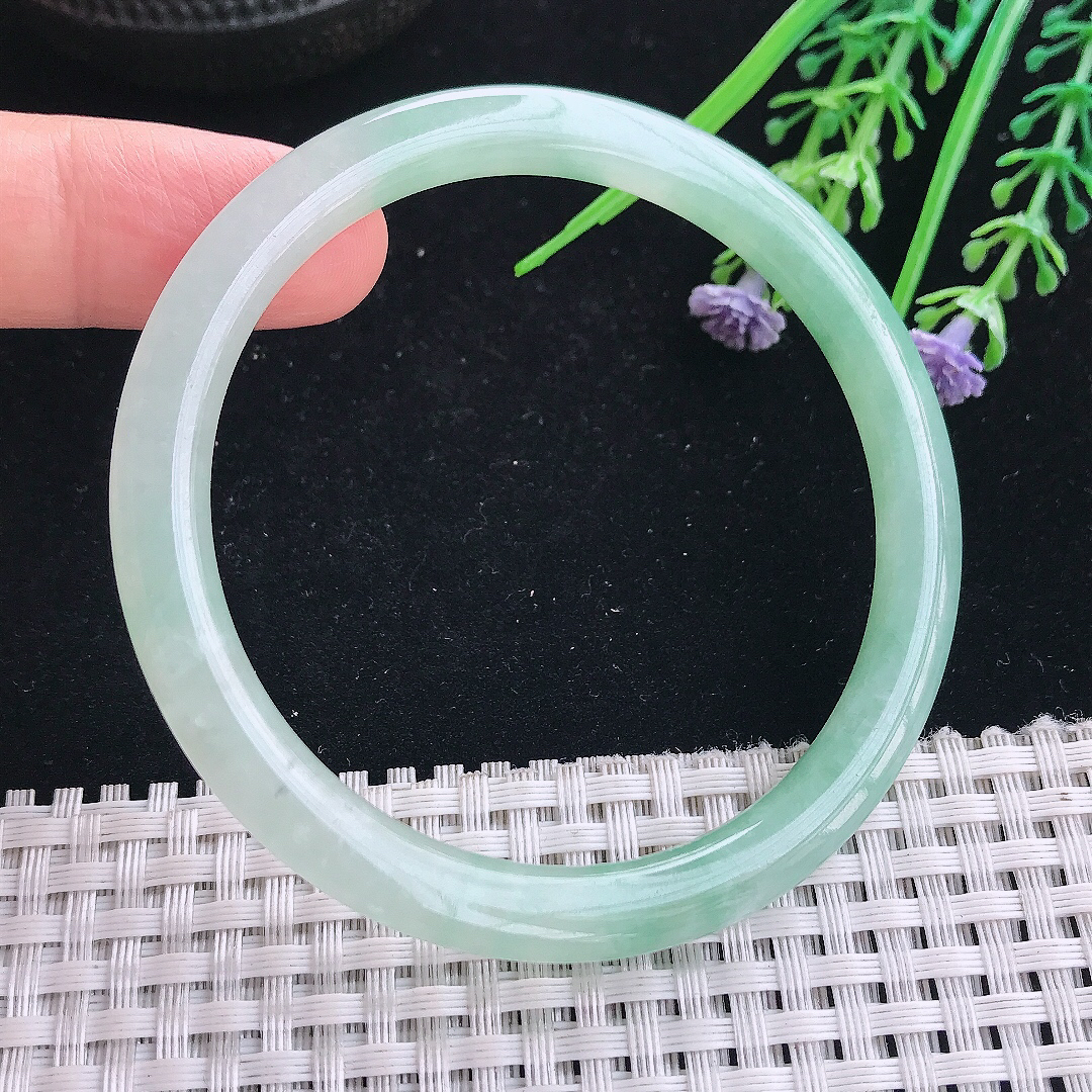 实拍A货翡翠57/6.2/7.4老坑秀气冰晴绿叮当手镯玉镯手环