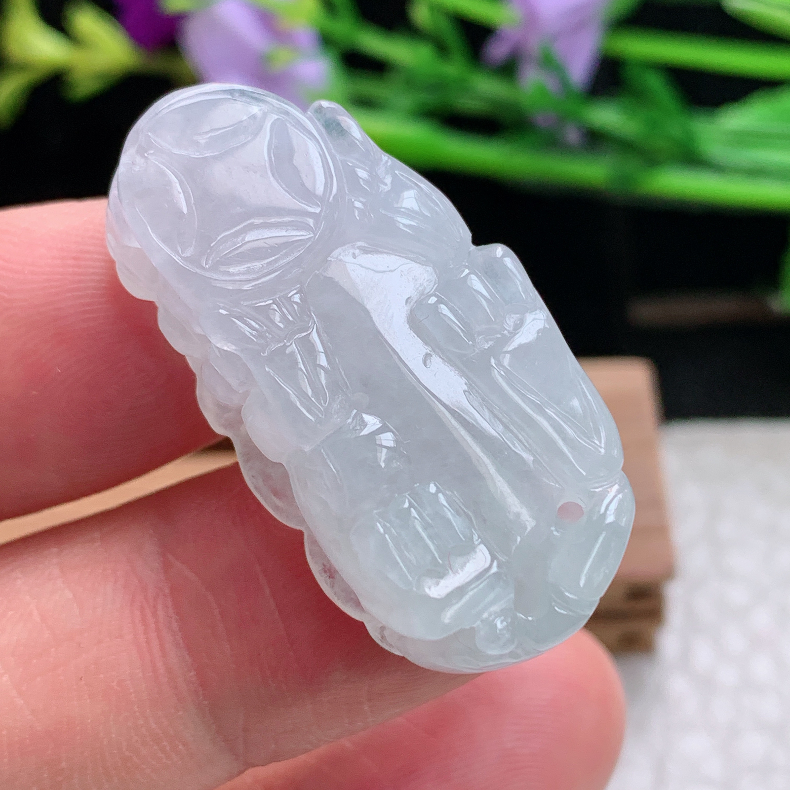 xo实拍33*16*9缅甸翡翠a货冰纯招财貔貅 玉皮休挂件 玉坠