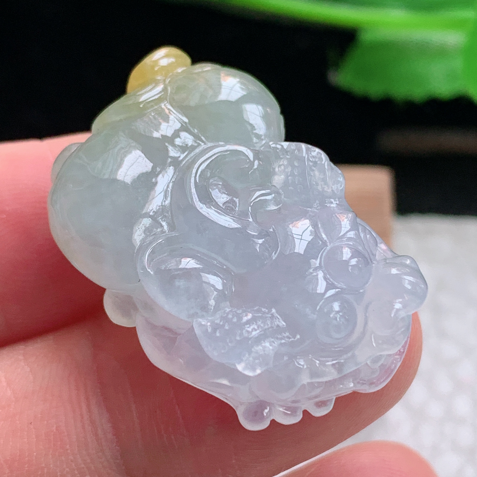 xo实拍29.3*20*9.5缅甸翡翠a货冰双彩招财貔貅 玉皮休挂件 玉坠