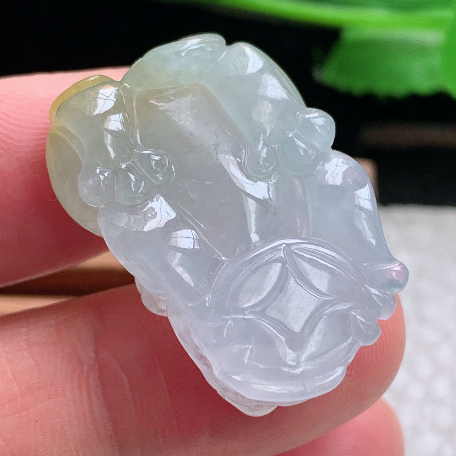 xo实拍29.3*20*9.5缅甸翡翠a货冰双彩招财貔貅 玉皮休挂件 玉坠