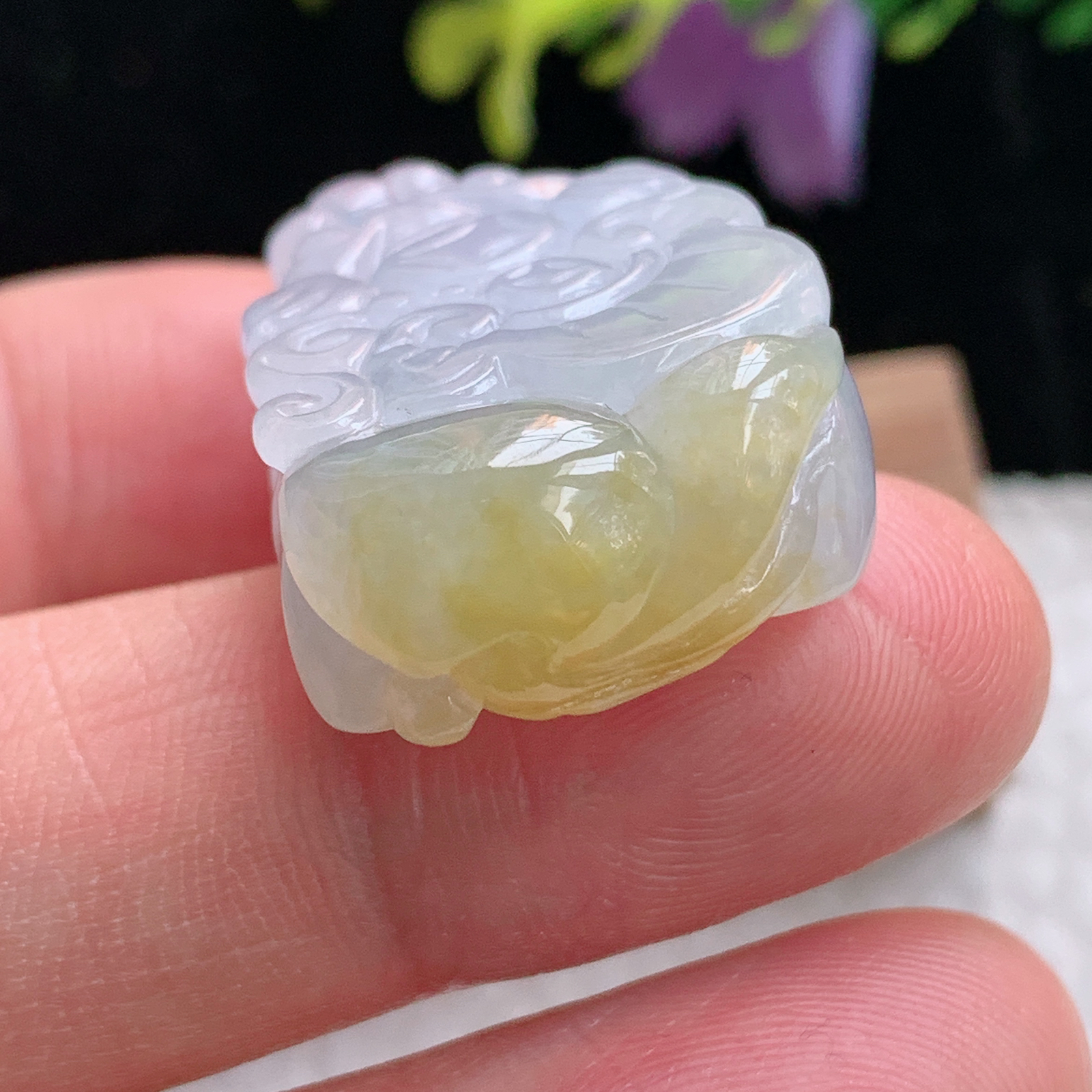 xo实拍29*20*9.8缅甸翡翠a货冰双彩招财貔貅 皮休玉挂件 玉坠