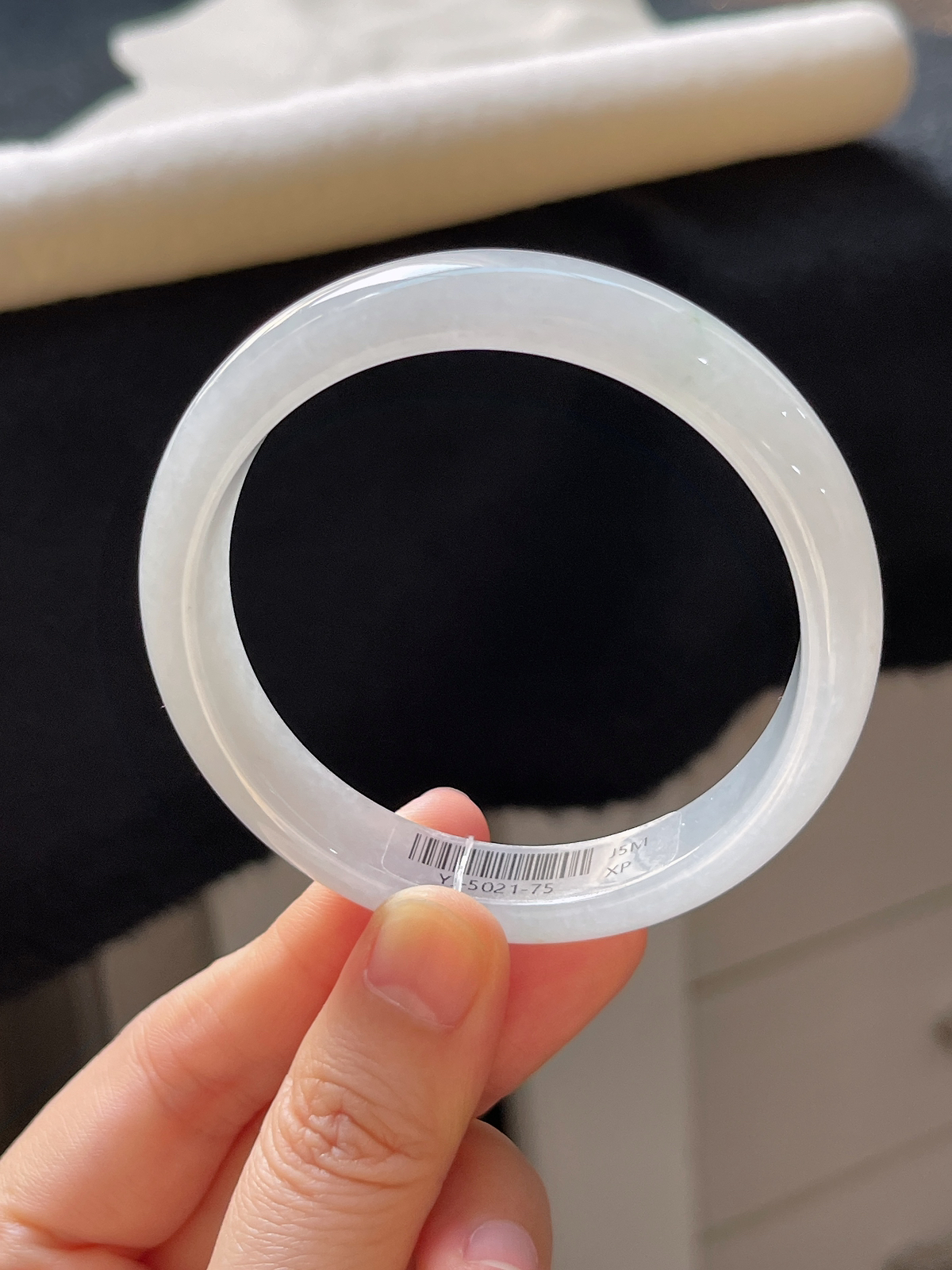 正圈54.5圈口，翡翠冰糯种白色手镯