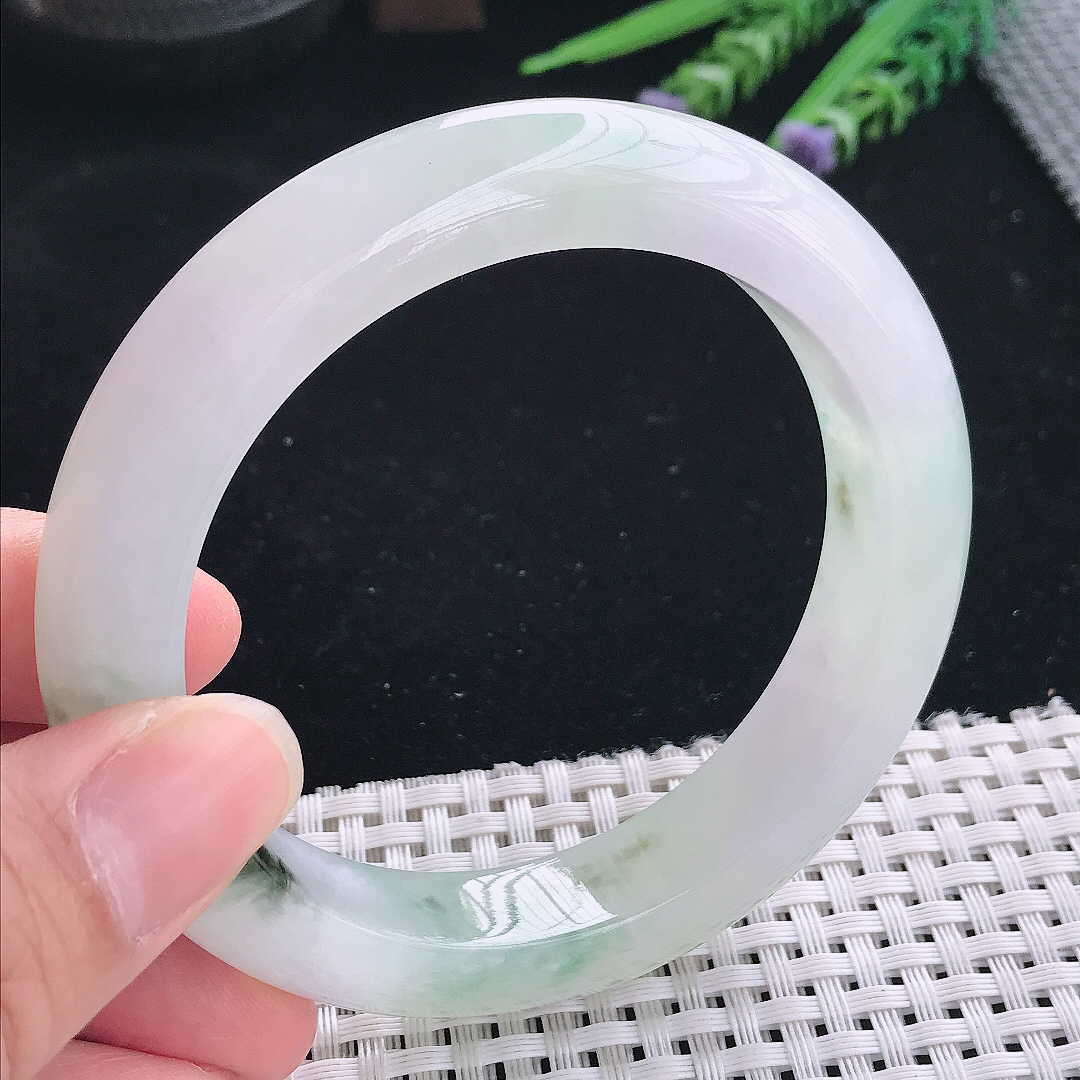 实拍A货翡翠60/12.8/10老坑冰胶水灵冰飘花手镯玉镯手环