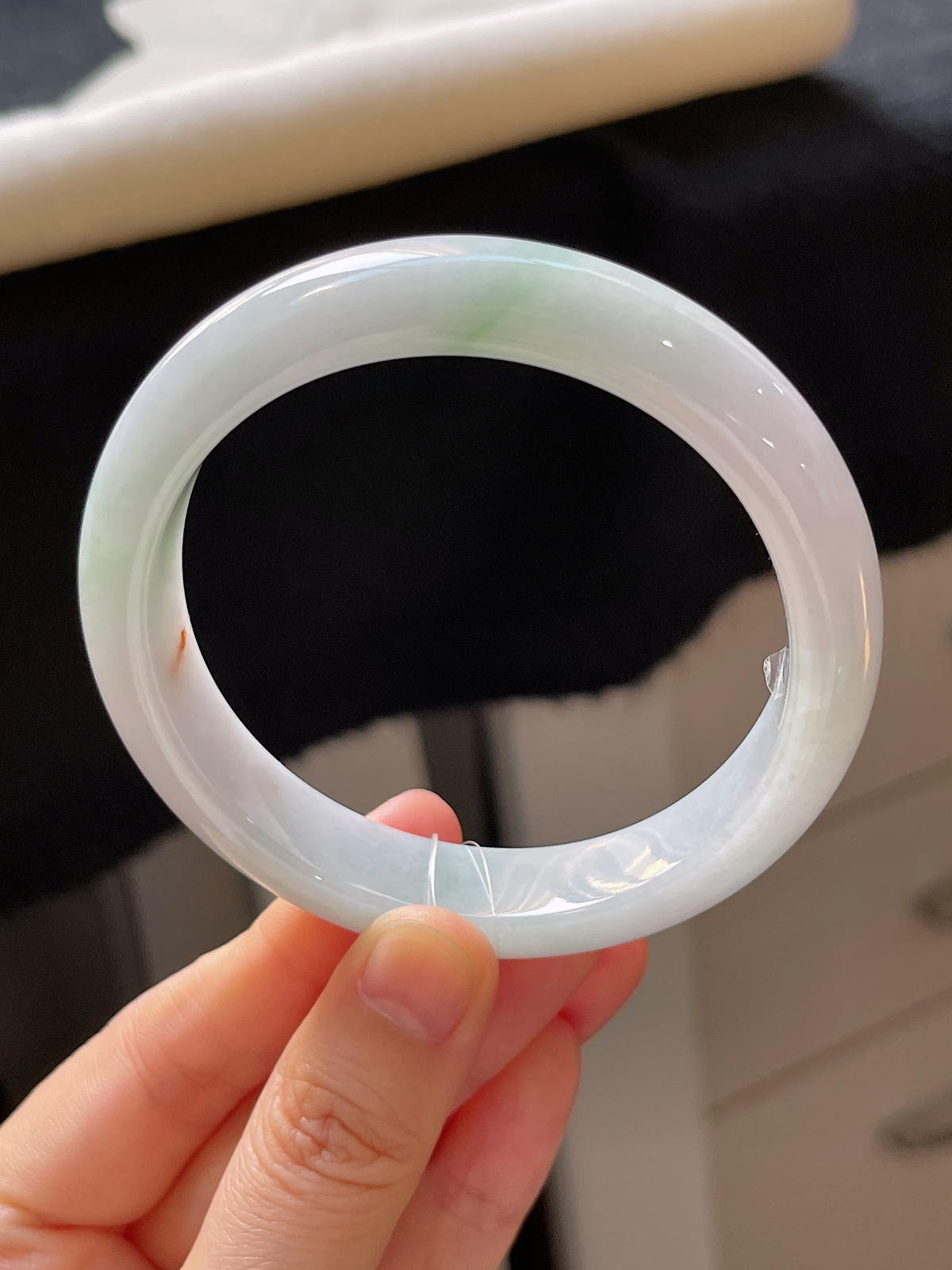 正圈59圈口，翡翠糯化种飘绿手镯