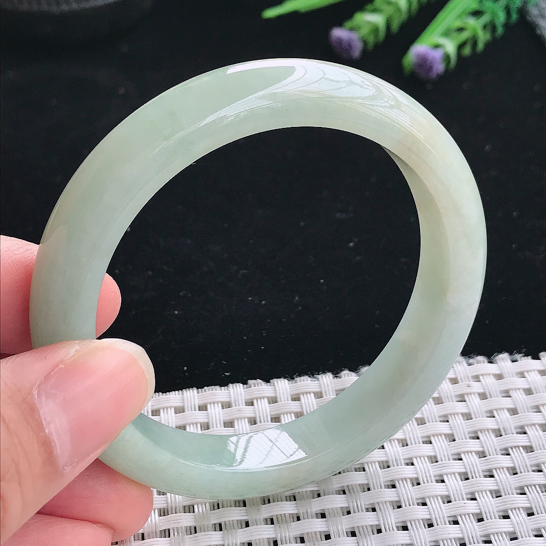 实拍A货翡翠55/11.2/8.2老坑冰润飘阳绿手镯玉镯手环