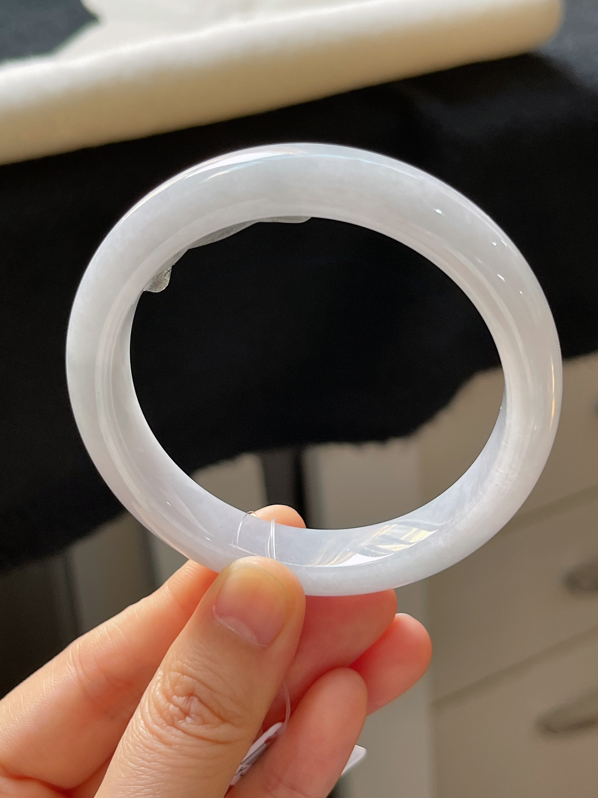 正圈55.2圈口，翡翠糯化种白色手镯