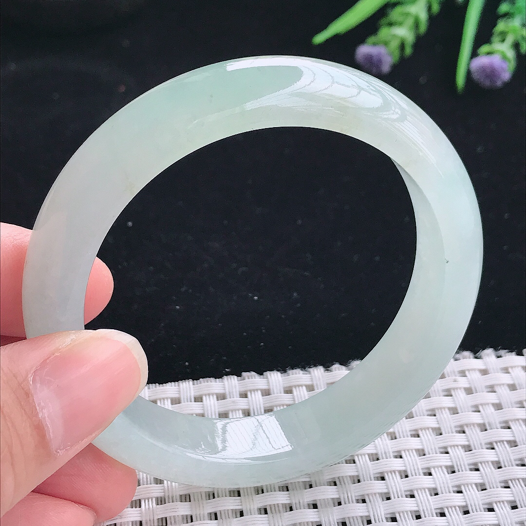 实拍A货翡翠56/13.3/8.5老坑冰胶果冻冰晴手镯宽边玉镯手环