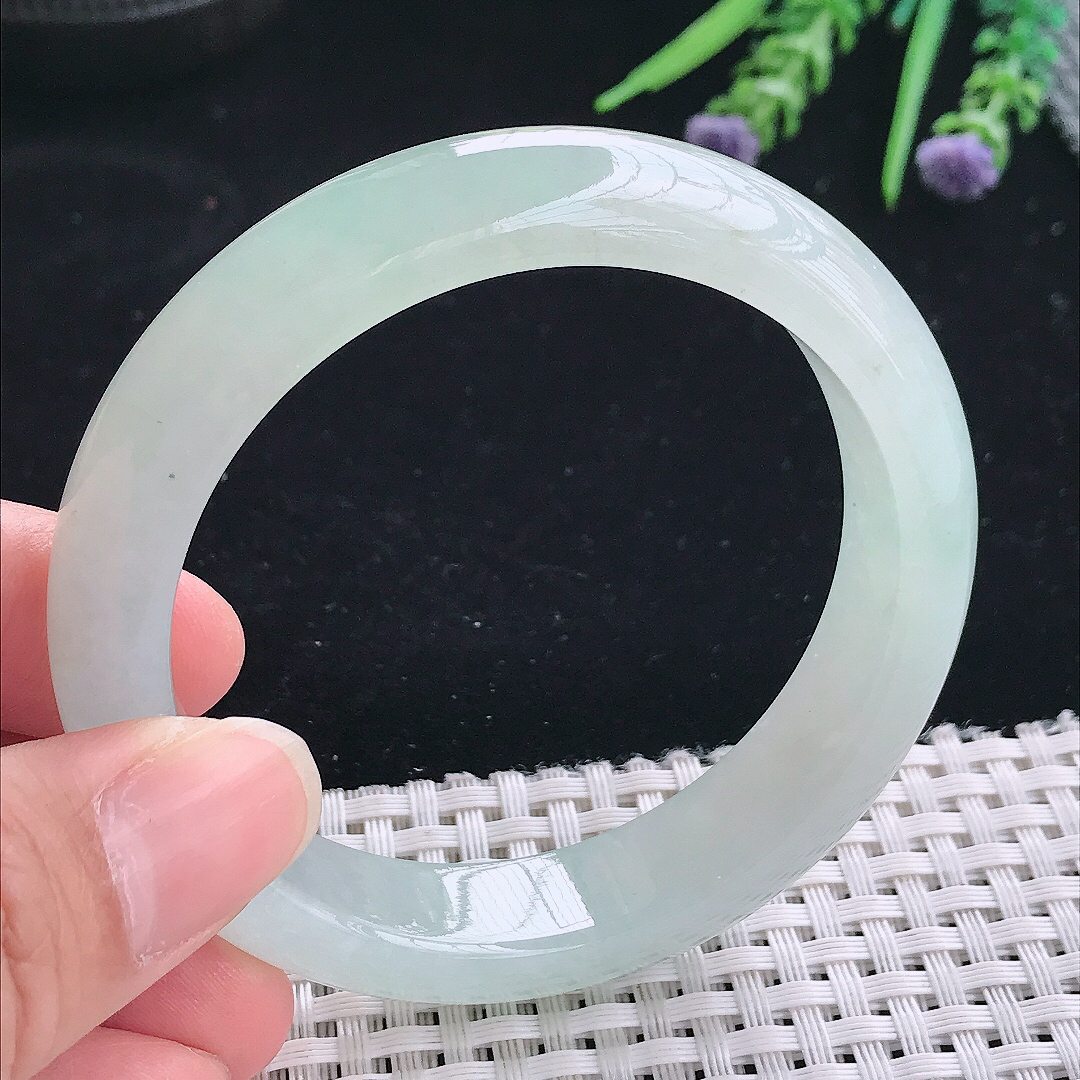 实拍A货翡翠56/13.3/8.5老坑冰胶果冻冰晴手镯宽边玉镯手环