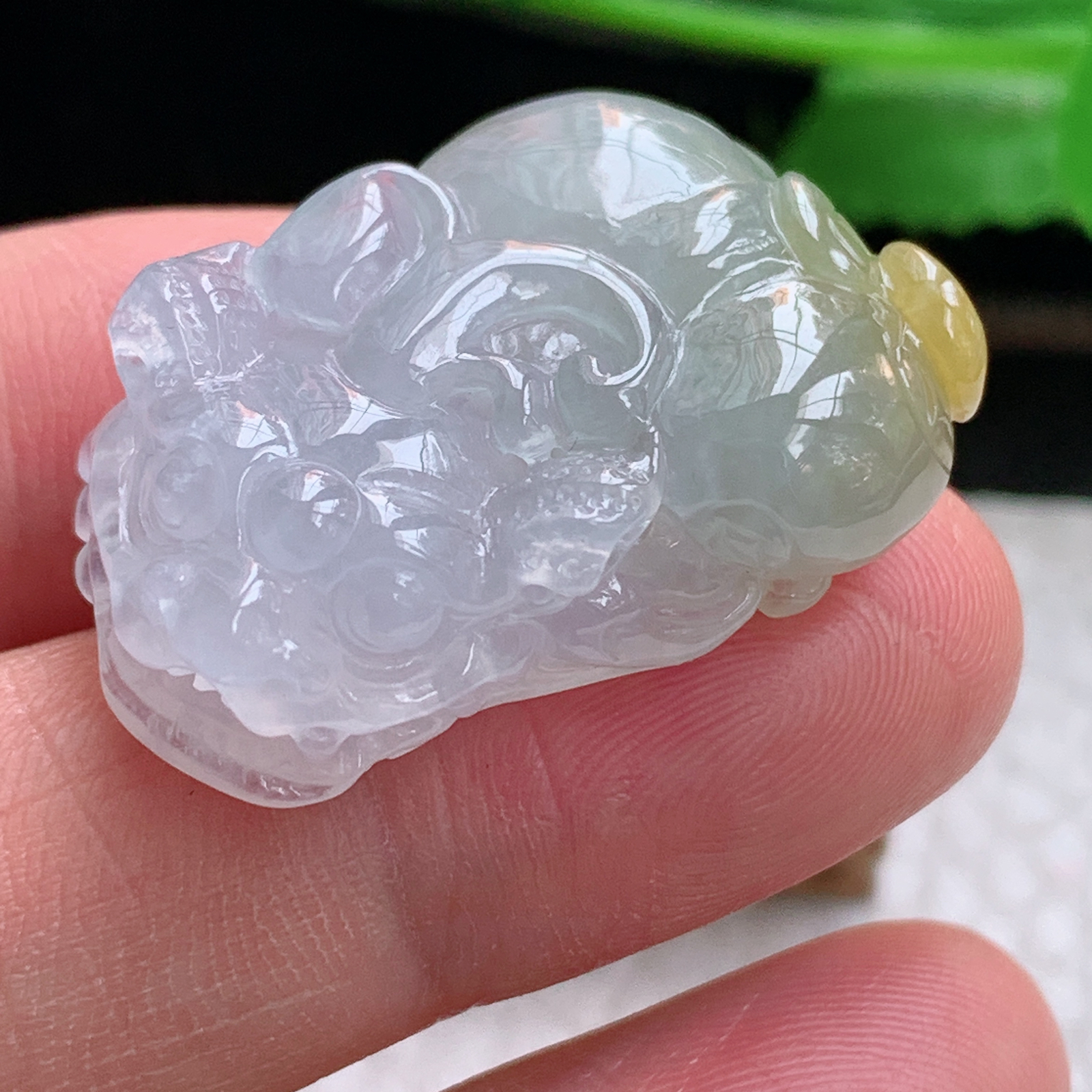 xo实拍29.3*20*9.5缅甸翡翠a货冰双彩招财貔貅 玉皮休挂件 玉坠