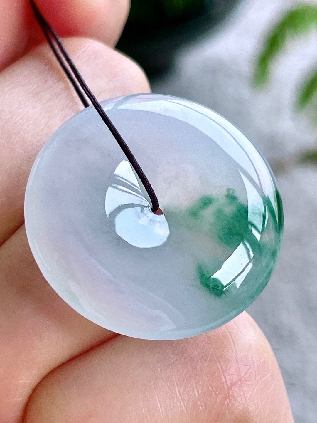 冰飘花平安扣吊坠