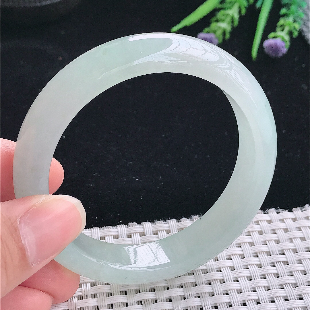 实拍A货翡翠56/13.3/8.5老坑冰胶果冻冰晴手镯宽边玉镯手环