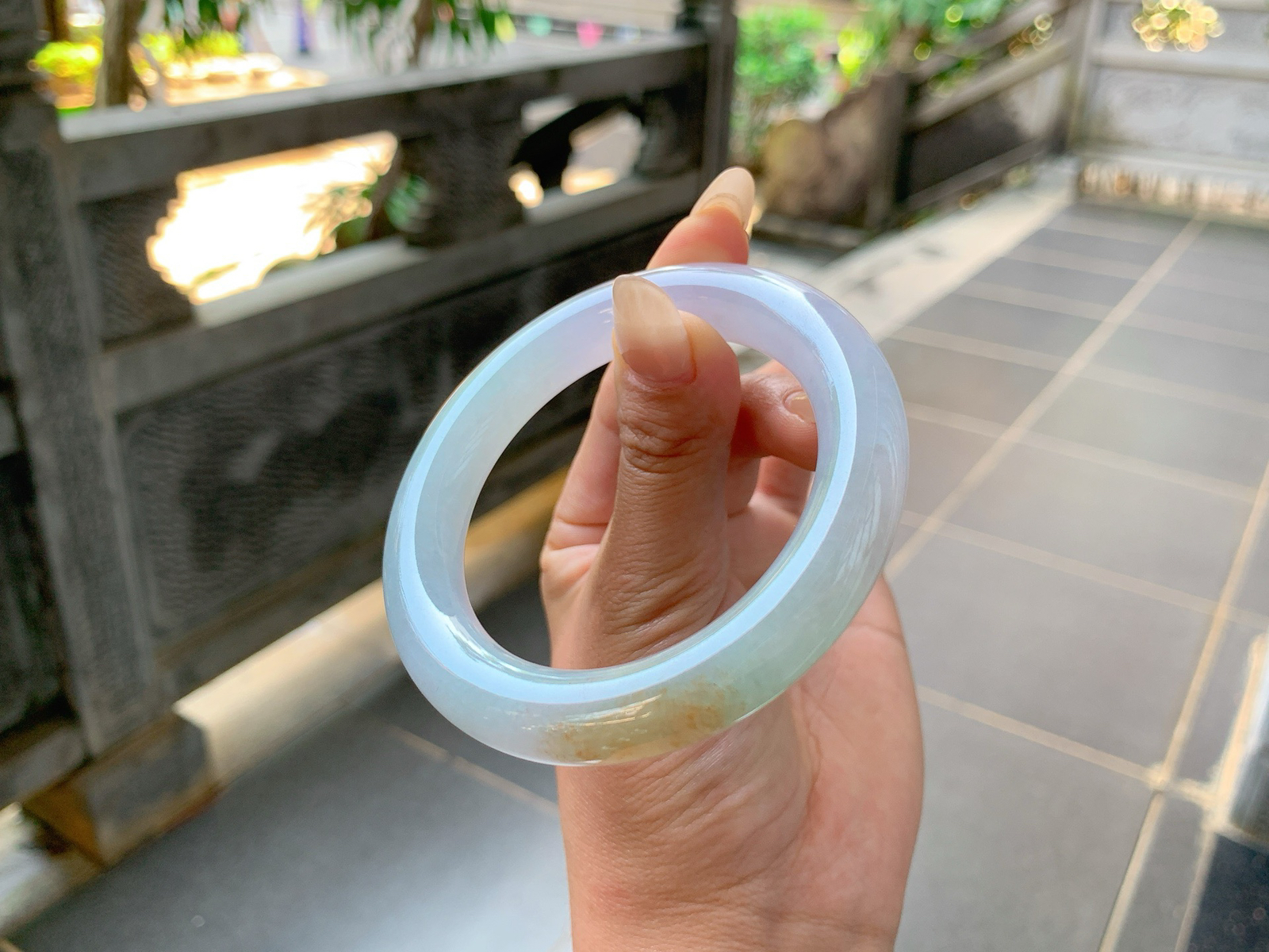 🪻｜54圈口
条粗：11，冰春底飘黄翡福镯，渐变色系，种好冰透，