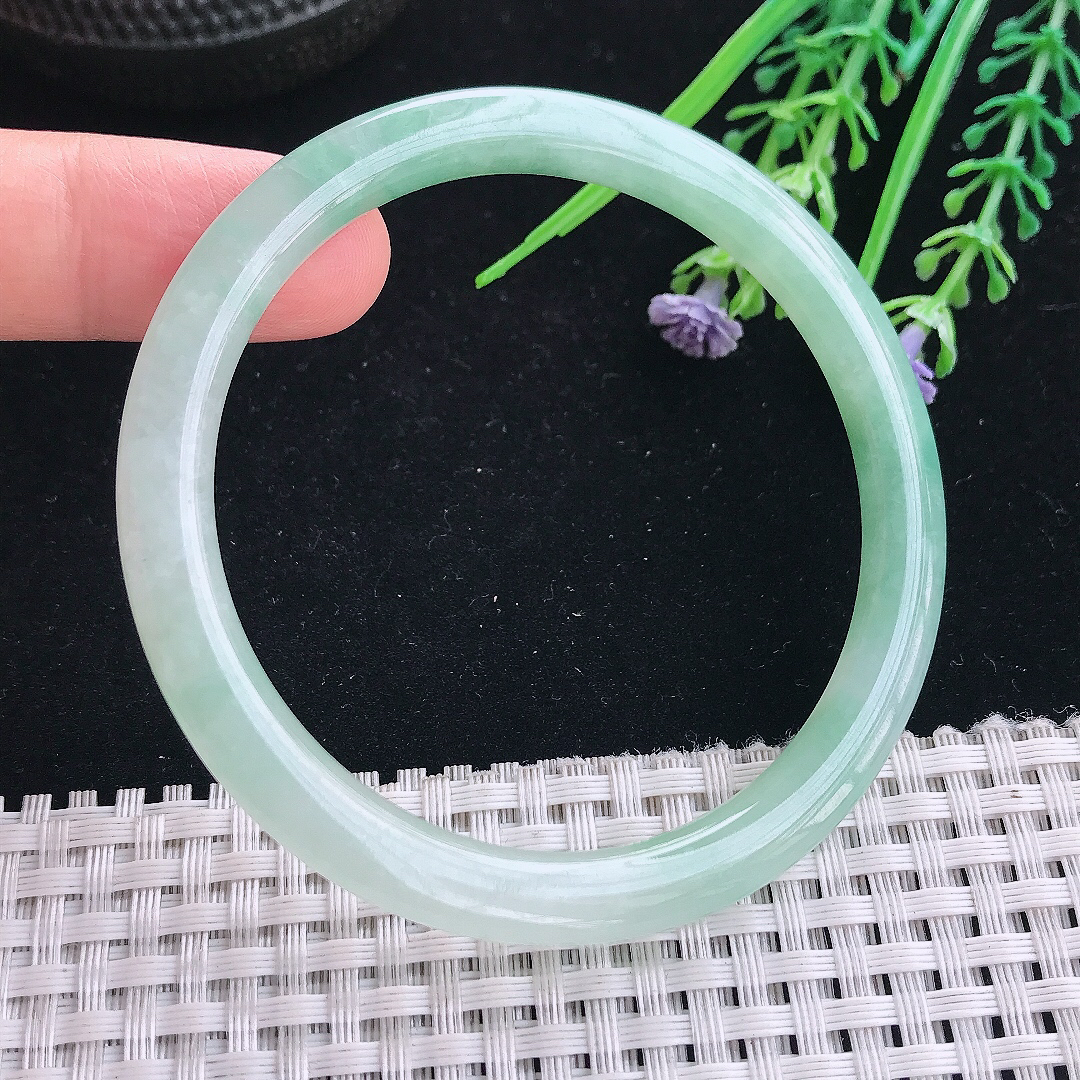 实拍A货翡翠57/6.2/7.4老坑秀气冰晴绿叮当手镯玉镯手环