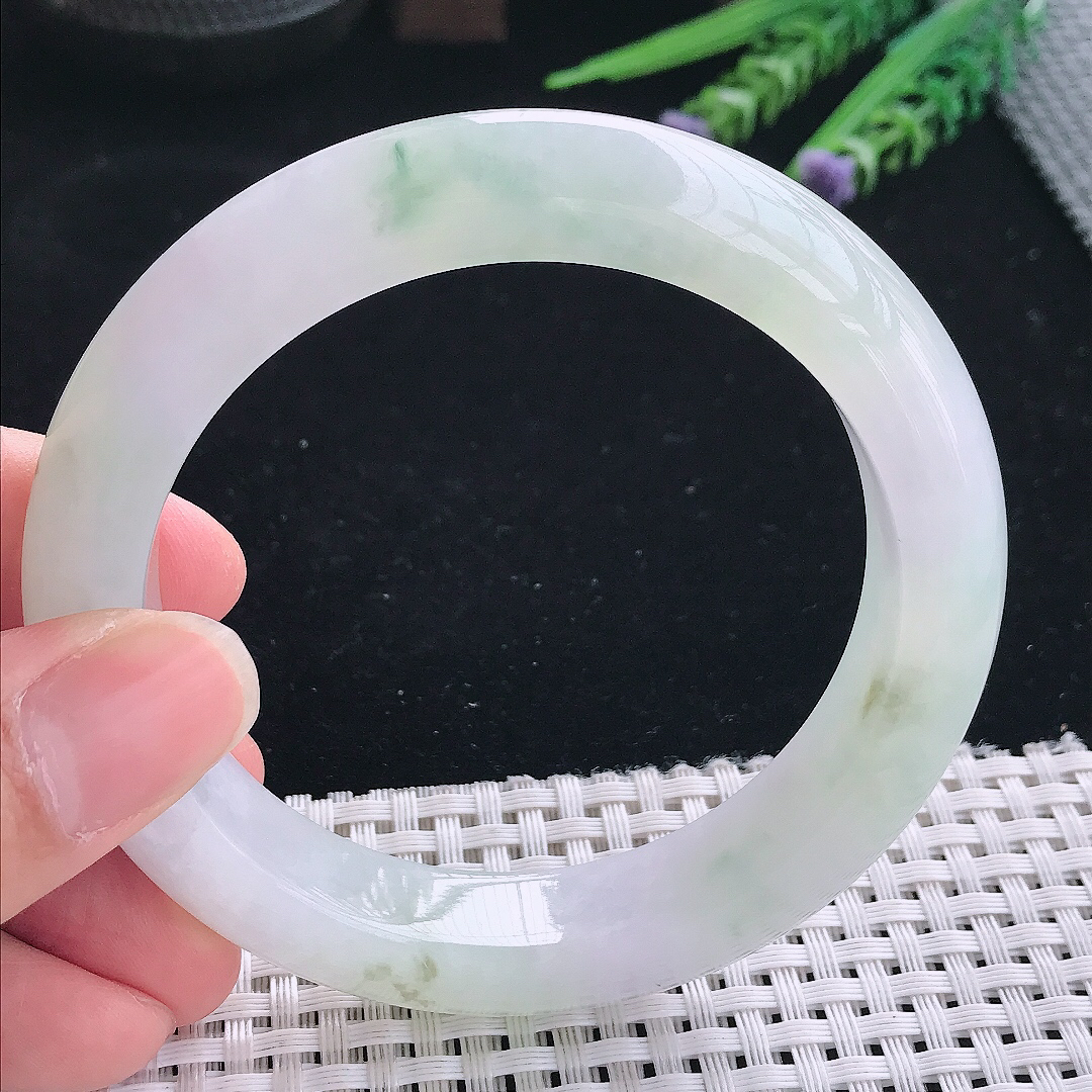 实拍A货翡翠60/12.8/10老坑冰胶水灵冰飘花手镯玉镯手环