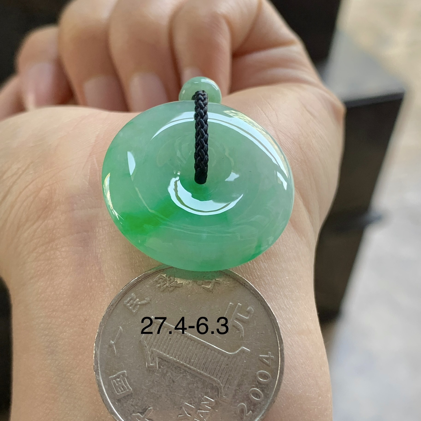 阳绿色平安扣^_^鲜艳 色阳