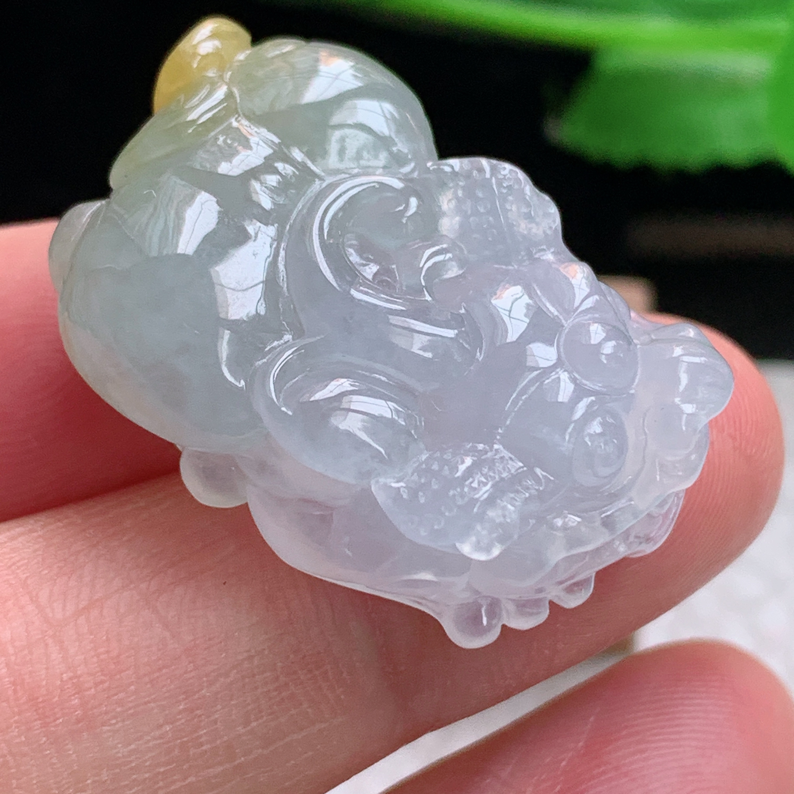 xo实拍29.3*20*9.5缅甸翡翠a货冰双彩招财貔貅 玉皮休挂件 玉坠