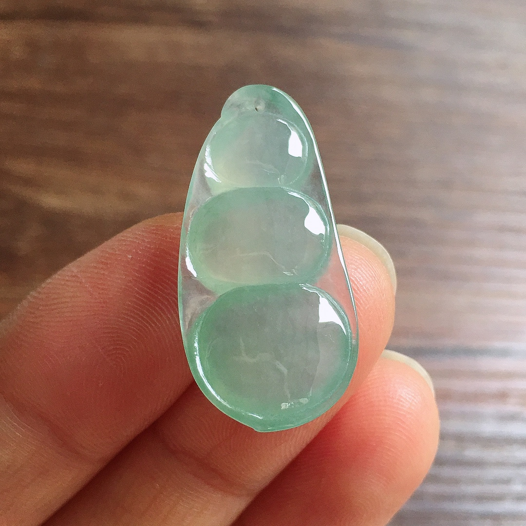 冰晴底福豆，镶嵌佳品，冰润细腻，种水足，001 尺寸28.9*14.1*5.7