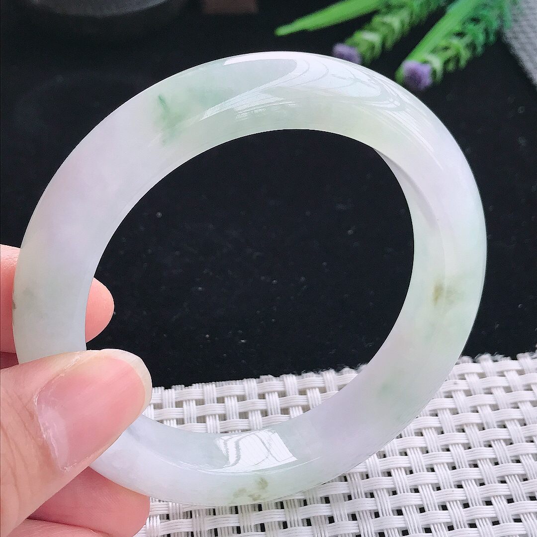 实拍A货翡翠60/12.8/10老坑冰胶水灵冰飘花手镯玉镯手环