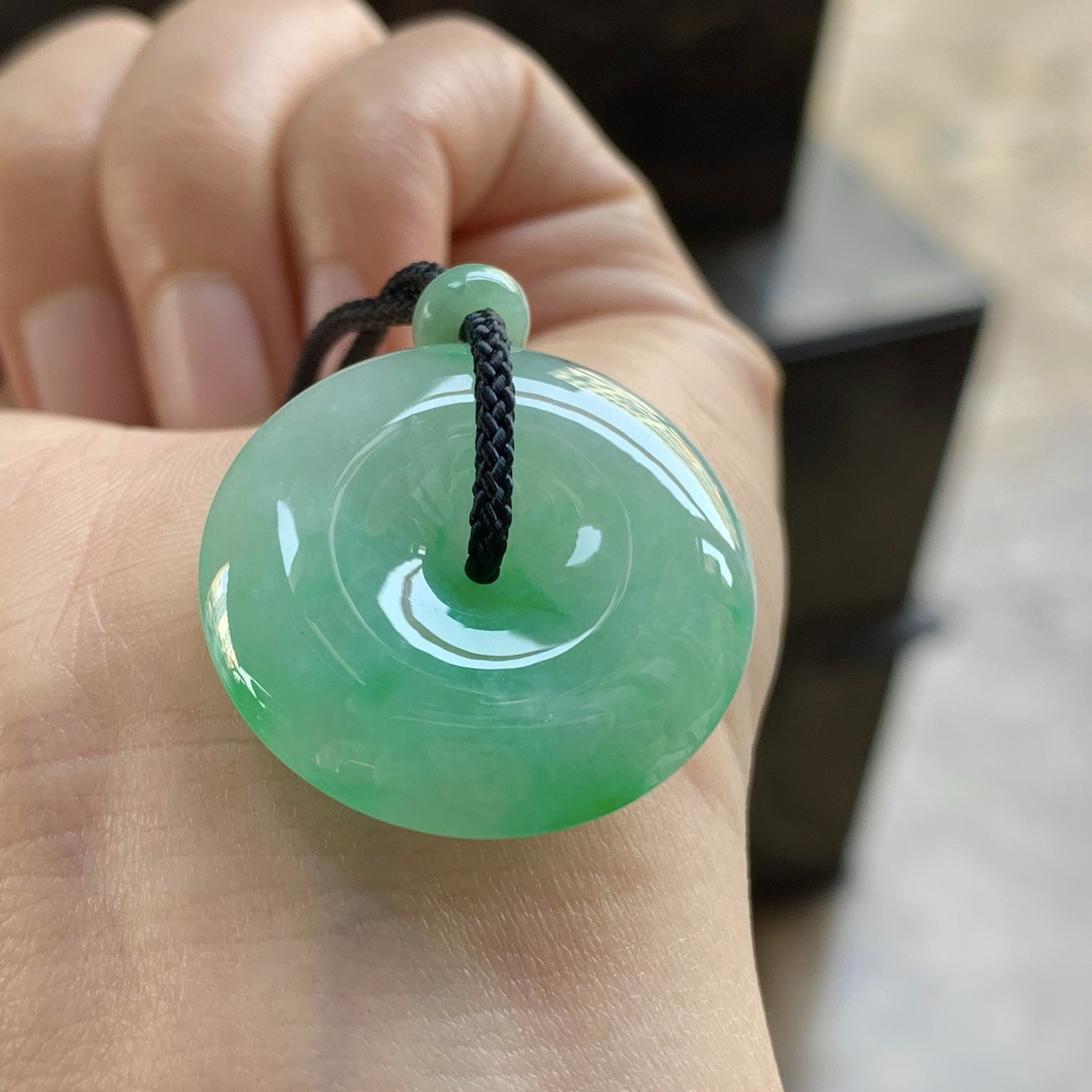 阳绿色平安扣^_^鲜艳 色阳