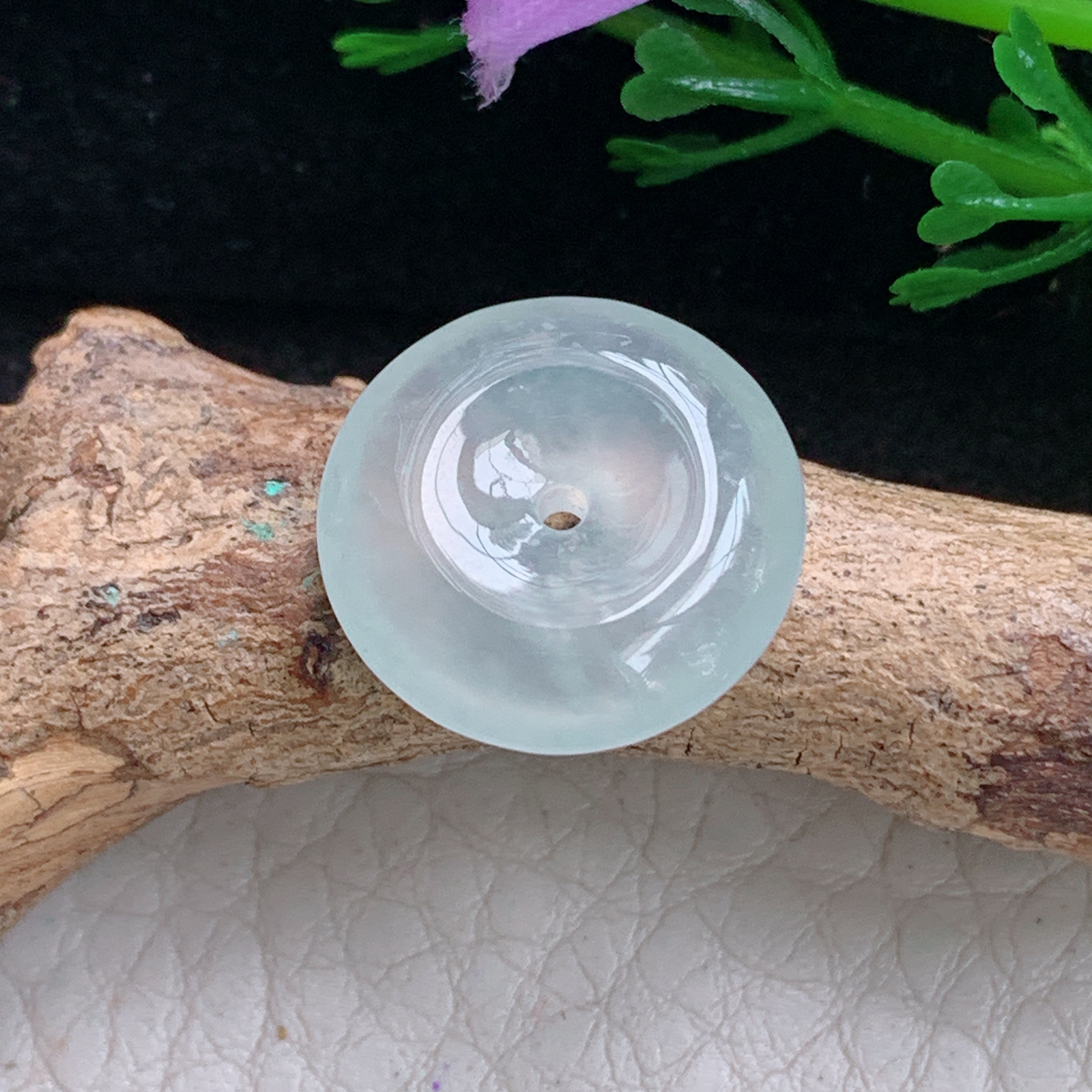 xo实拍19*6缅甸翡翠冰种起光平安扣 玉扣玉挂件 玉坠