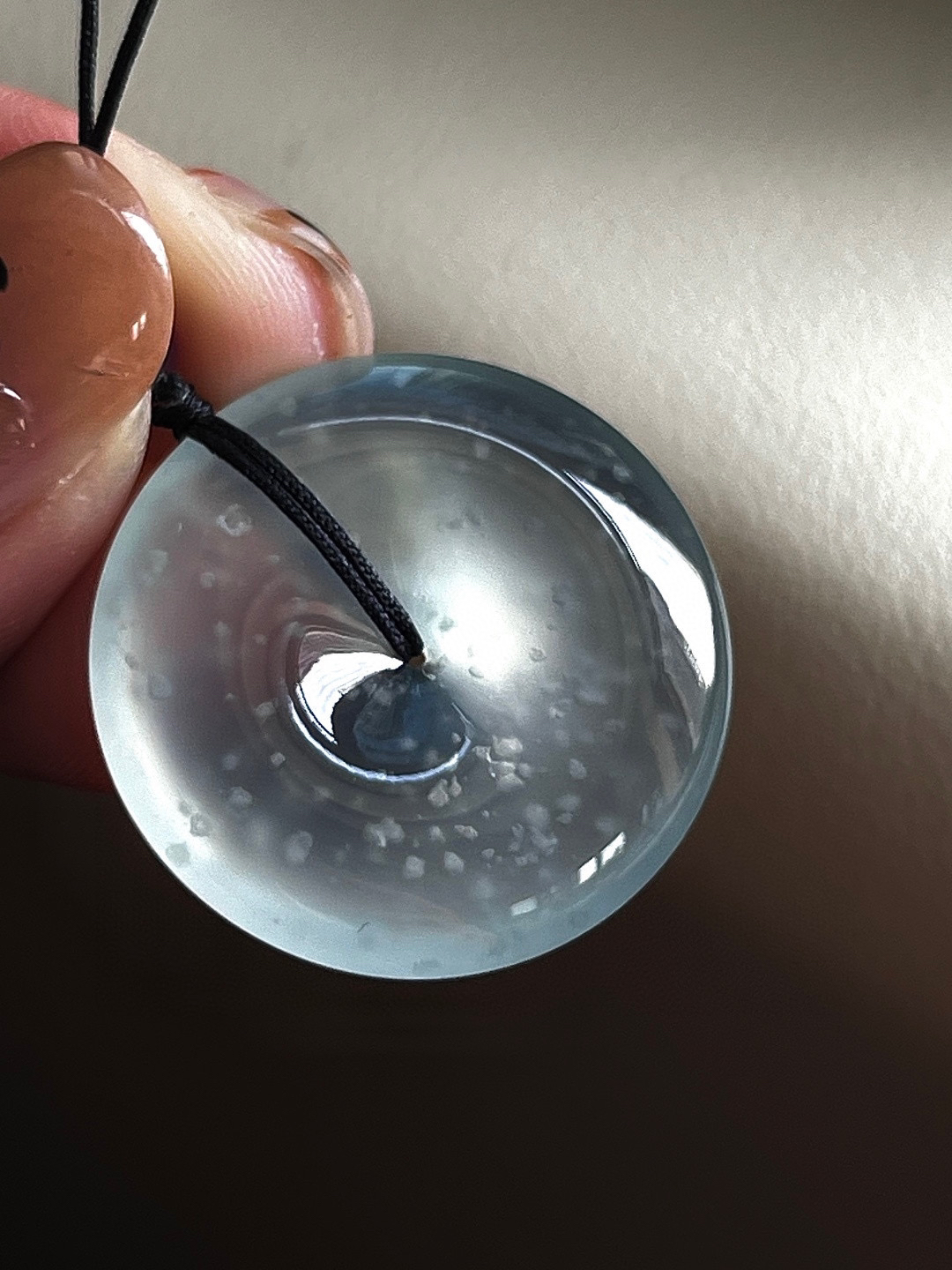 【平安扣】点点木那雪花棉，清莹起光尺寸：25*5.2