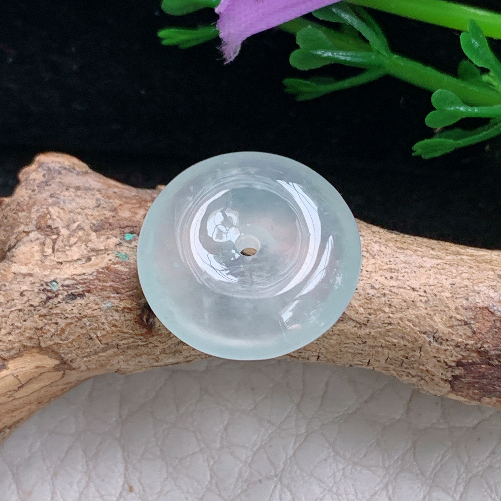 xo实拍19*6缅甸翡翠冰种起光平安扣 玉扣玉挂件 玉坠