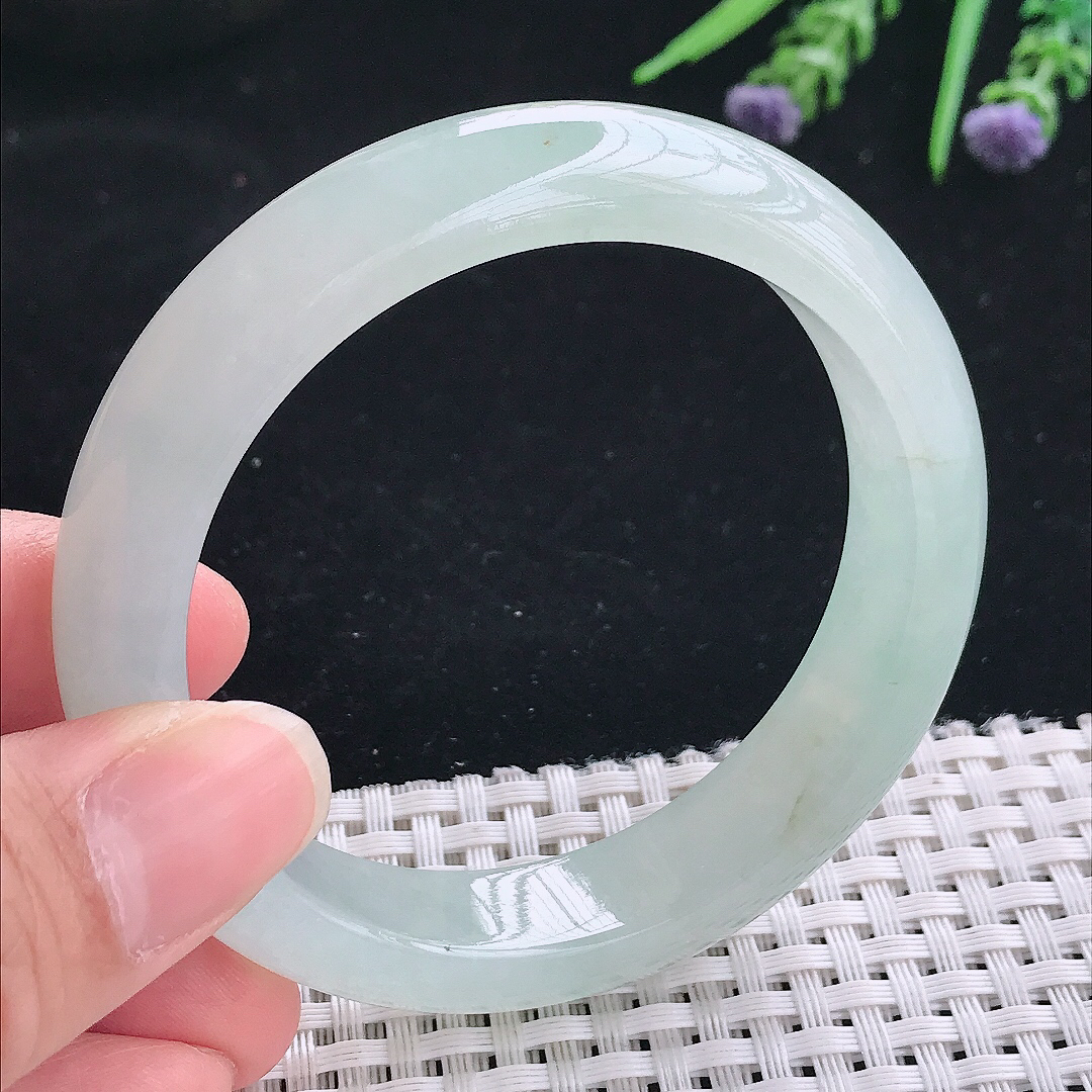 实拍A货翡翠56/13.3/8.5老坑冰胶果冻冰晴手镯宽边玉镯手环