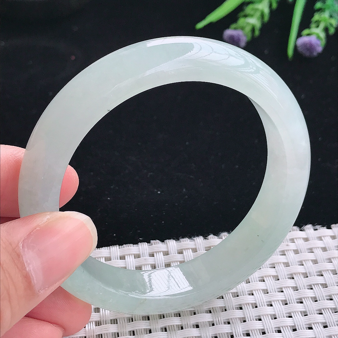 实拍A货翡翠56/13.3/8.5老坑冰胶果冻冰晴手镯宽边玉镯手环