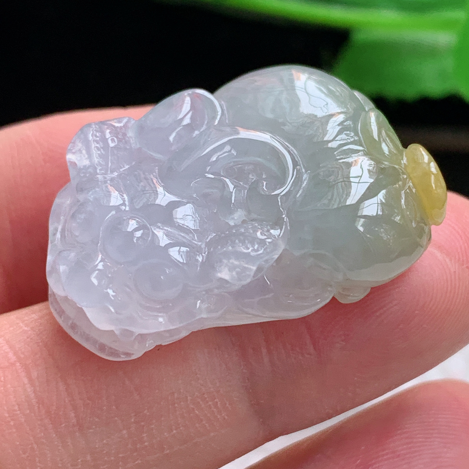 xo实拍29.3*20*9.5缅甸翡翠a货冰双彩招财貔貅 玉皮休挂件 玉坠